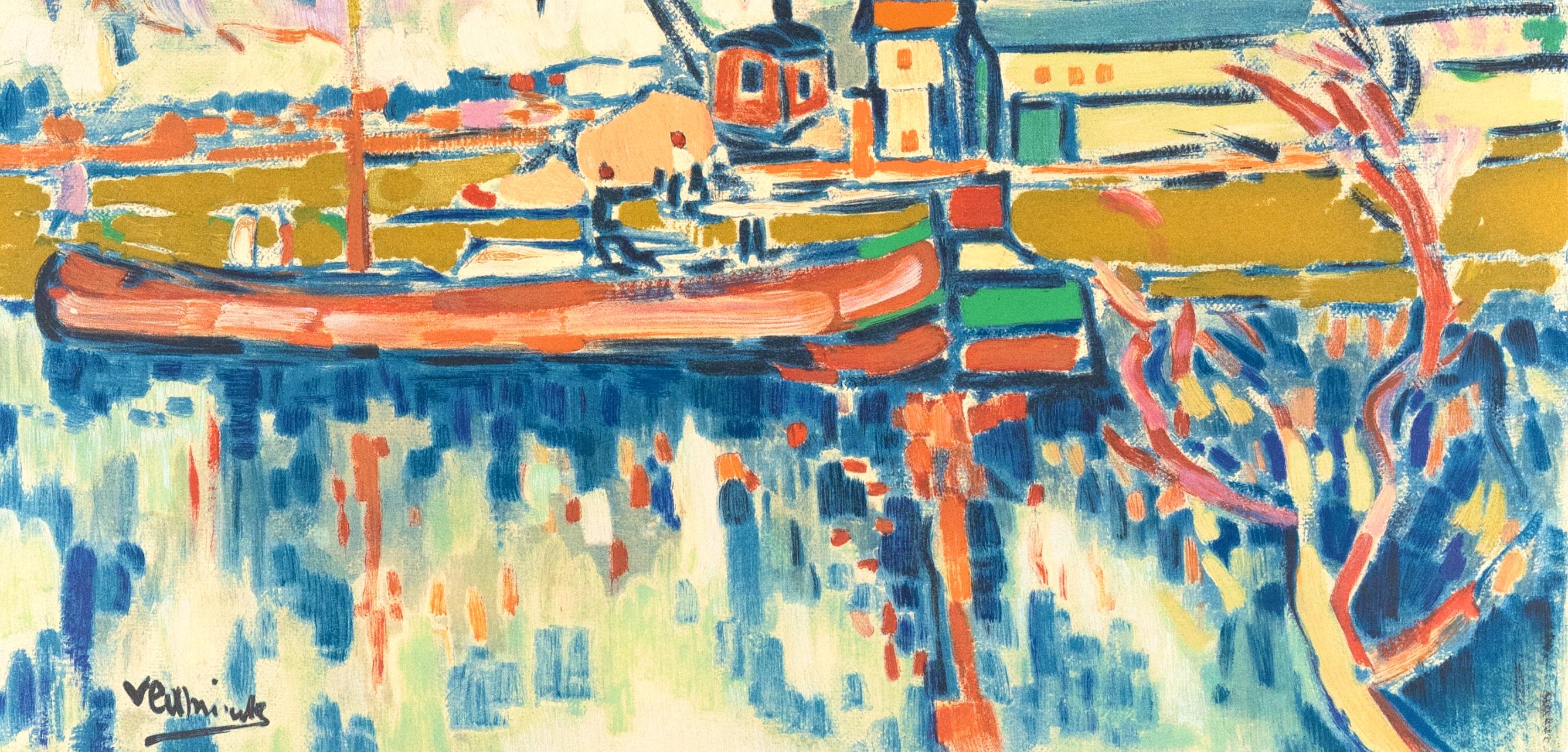 de Vlaminck, Paysage à Chatou, Fauves, The Collective Pierre Lévy (d'après) - Beige Figurative Print par Maurice de Vlaminck