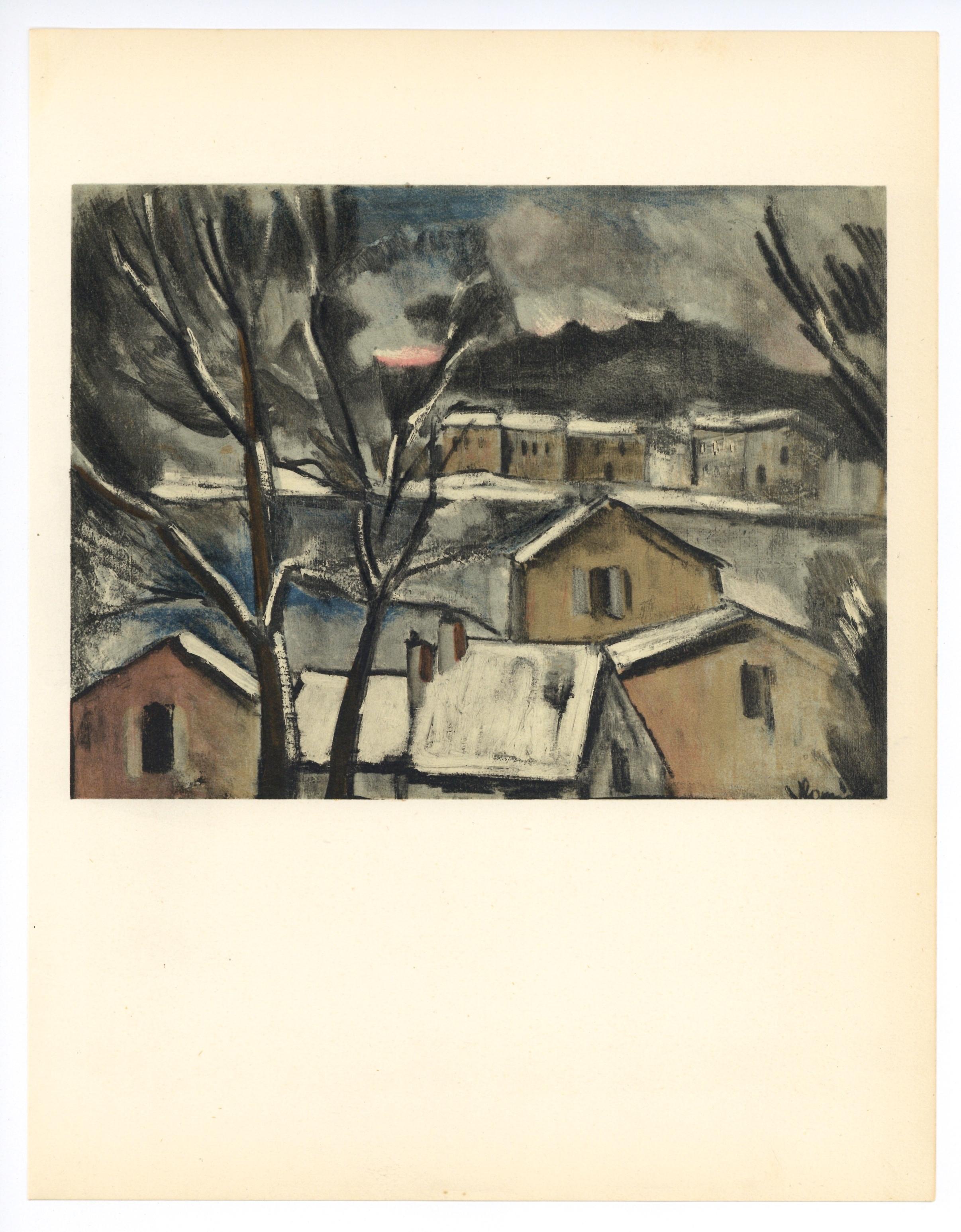 Medium: Lithograph on vélin paper.
Year: 1952
Paper Size: 12.25 x 9.5 inches; image size: 6.3 x 8.66 inches
Inscription: Signed in the plate and unnumbered, as issued
Notes: From the album, Vlaminck, 1958. Published by Éditions du livre,