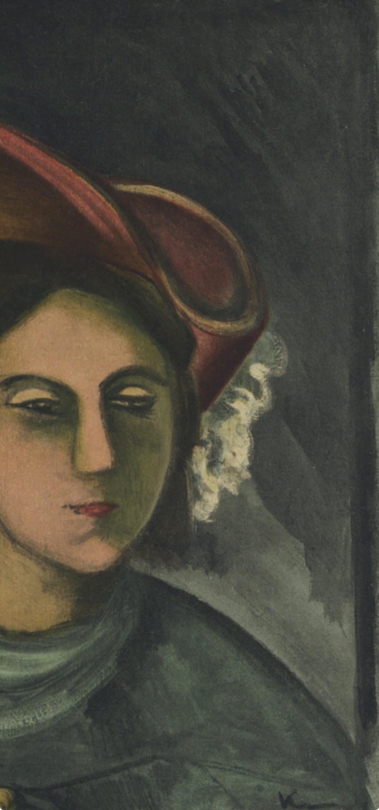 de Vlaminck, Portrait de Madeleine (d'après) - Noir Figurative Print par Maurice de Vlaminck