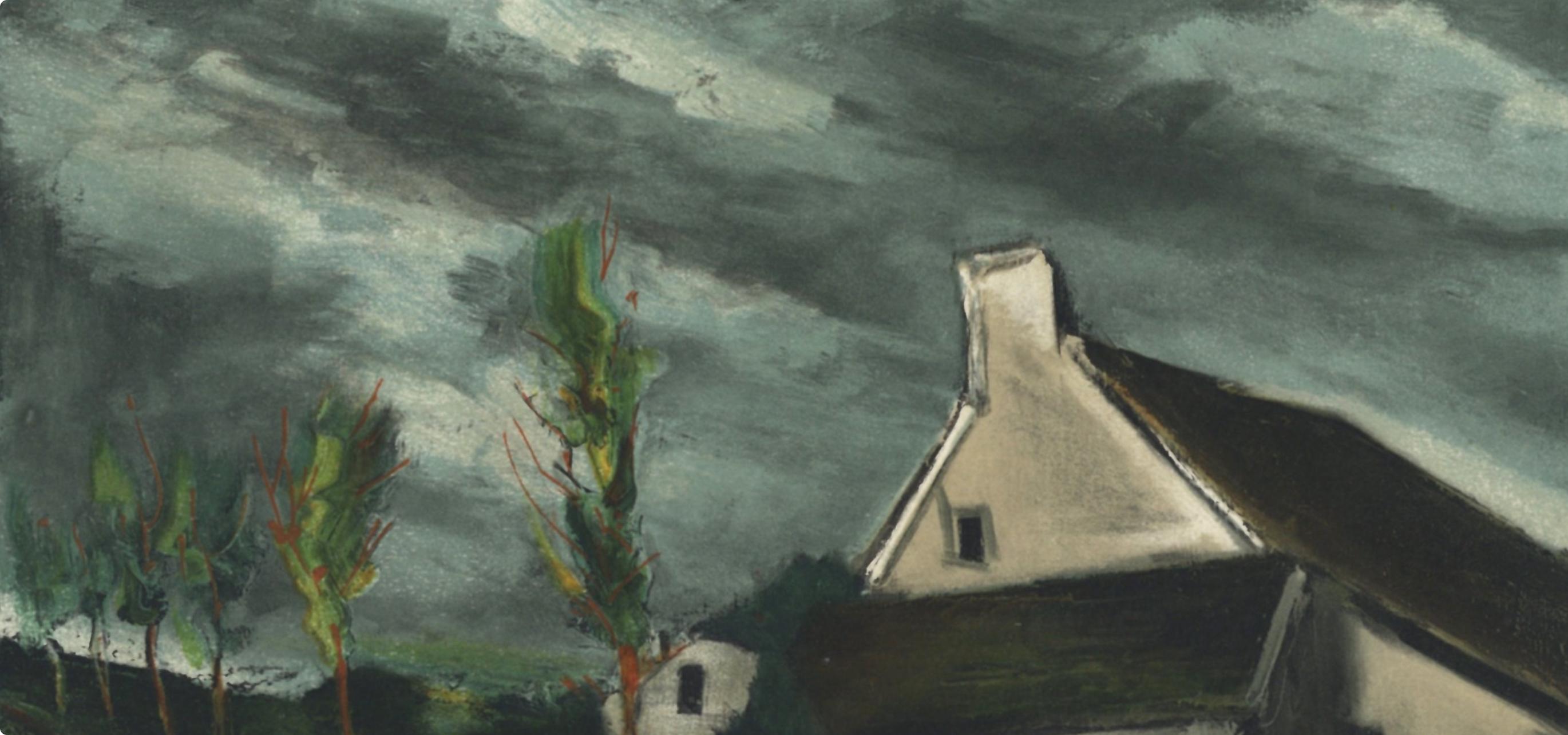 de Vlaminck, Pres de Beaumont-sur-Sarthe (après) - Fauvisme Print par Maurice de Vlaminck