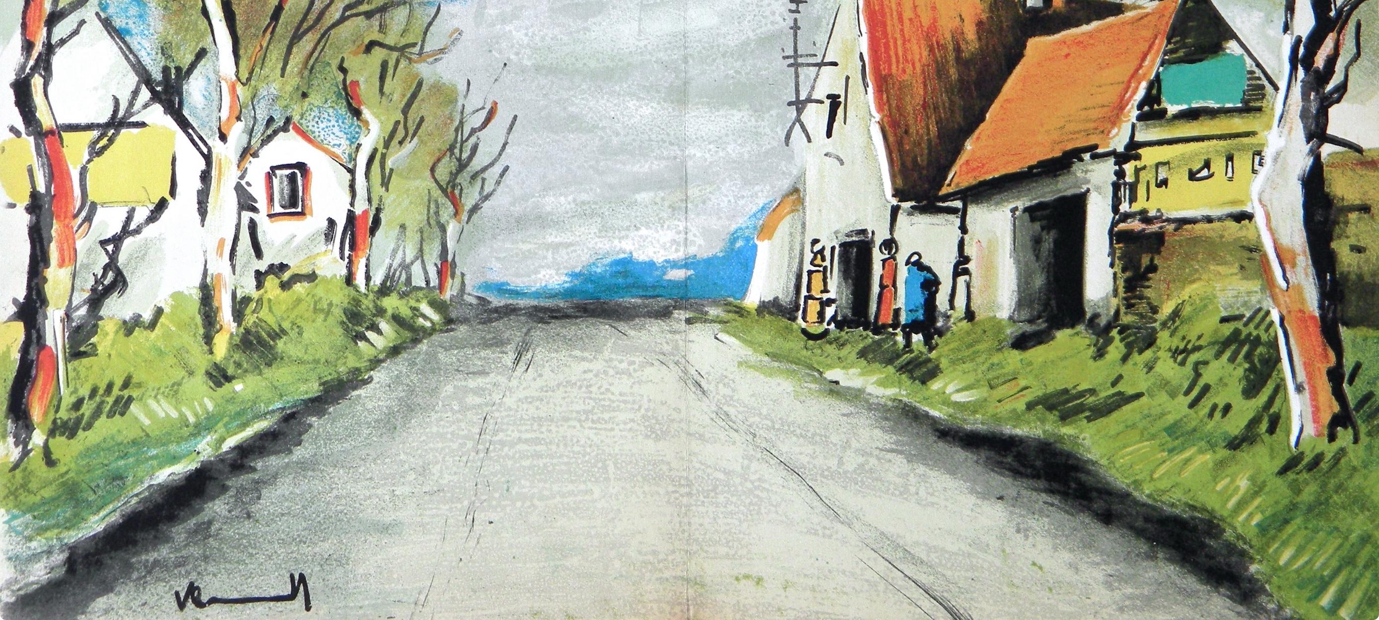 La route (Walterskirchen 273-2), Vlaminck - Gris Landscape Print par Maurice de Vlaminck