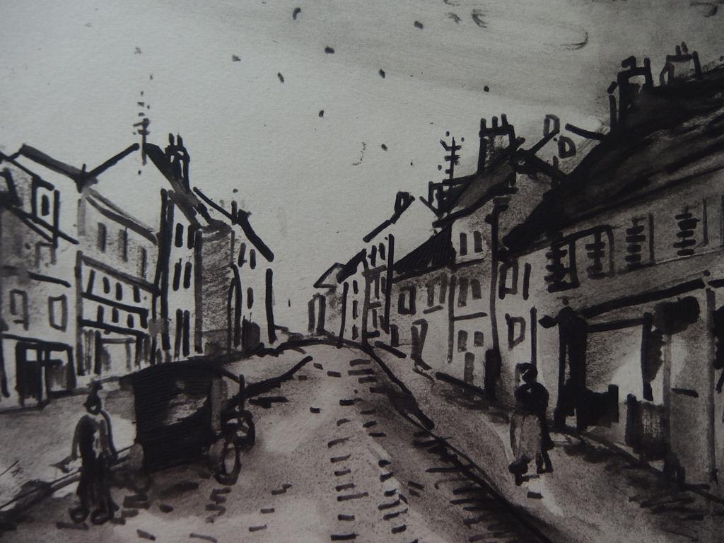 Main Street of a Traditional French Village - Original etching - Modern Print by Maurice de Vlaminck