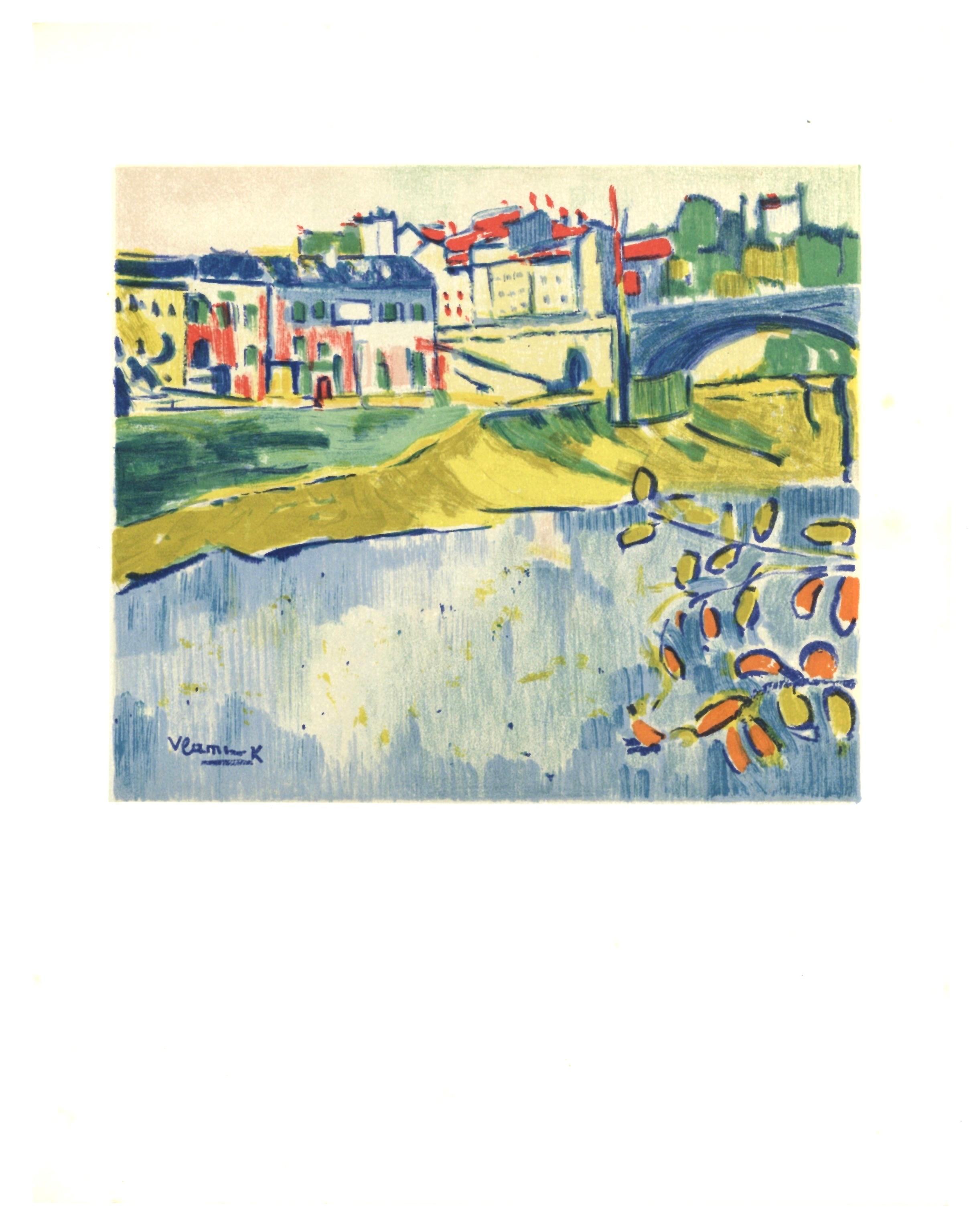 Lithographie en quinze couleurs sur papier vélin. Inscription : Signé dans la plaque et non numéroté, tel que publié. Taille du papier : 12,25 x 9,5 pouces ; taille de l'image : 6,7 x 8,3 pouces. Notes : Extrait de l'album, Vlaminck, 1958 ; publié