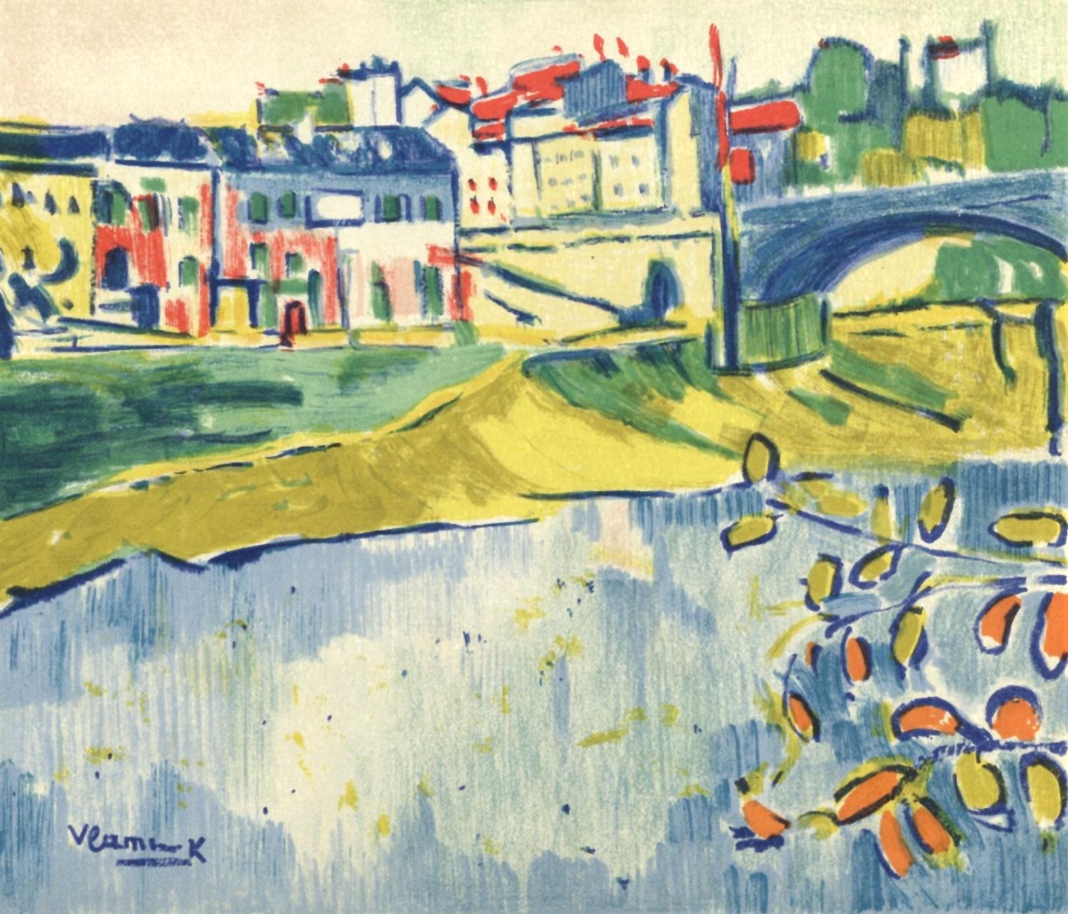 Landscape Print Maurice de Vlaminck - Vlaminck, Chatou à l'arbre rouge, Vlaminck (d'après)