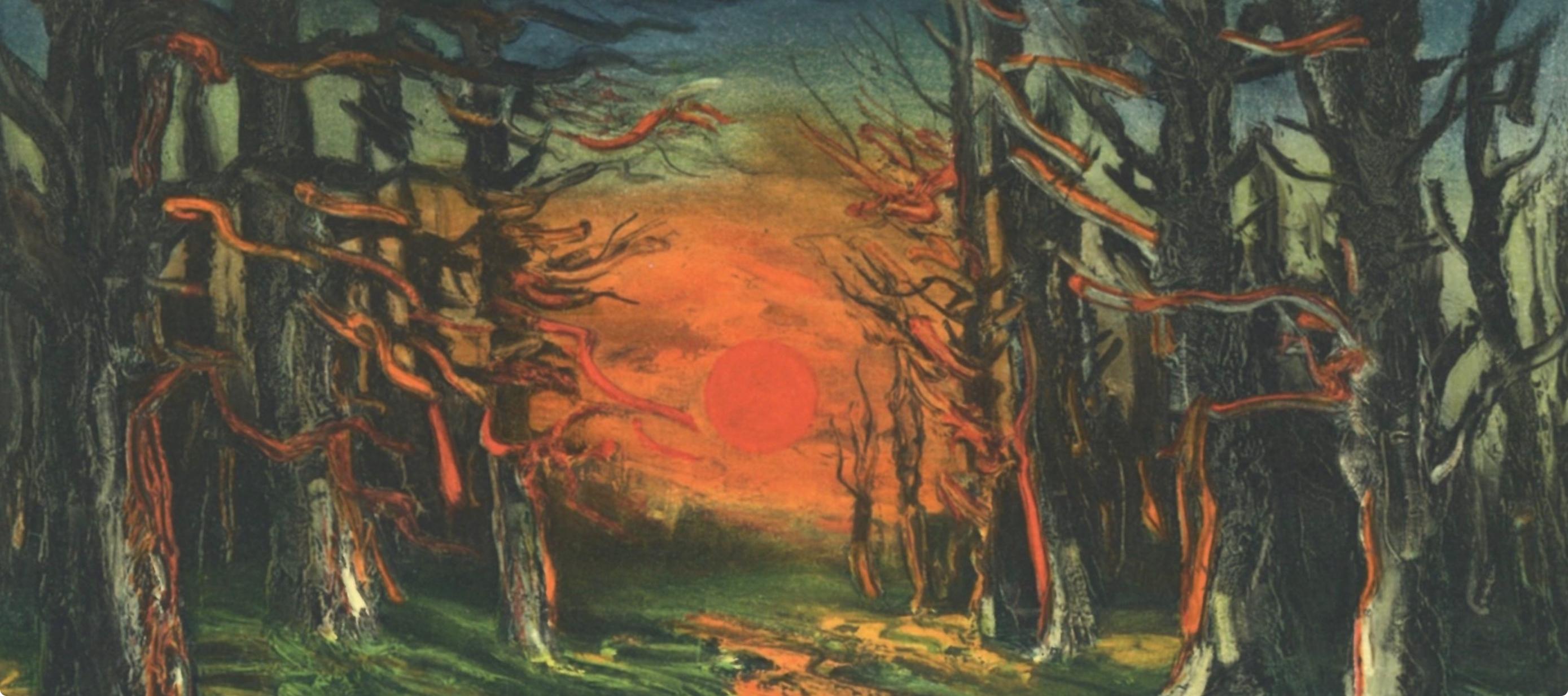 Vlaminck, Coucher de soleil Forêt de Senonches, Vlaminck (d'après) - Print de Maurice de Vlaminck