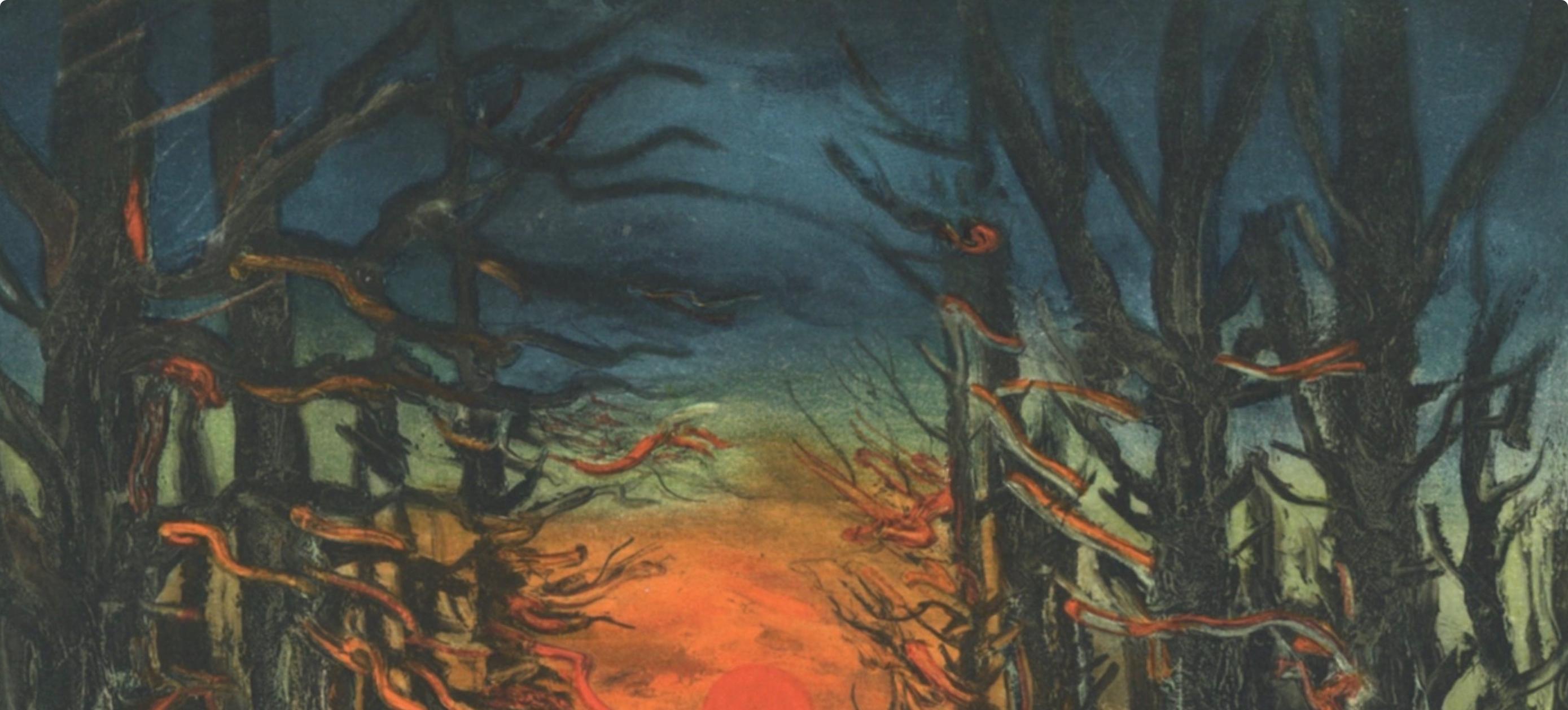 Vlaminck, Coucher de soleil Forêt de Senonches, Vlaminck (d'après) - Fauvisme Print par Maurice de Vlaminck