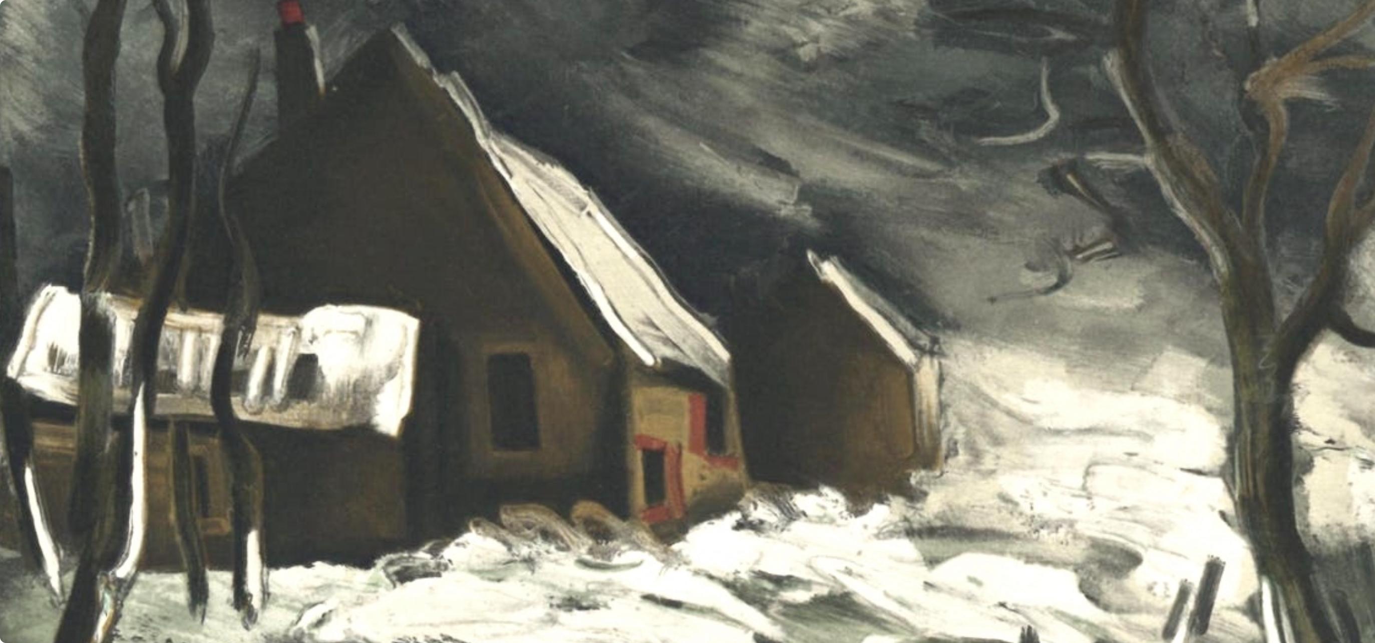 Vlaminck, La Maladrerie sous la neige, Vlaminck (d'après) - Print de Maurice de Vlaminck
