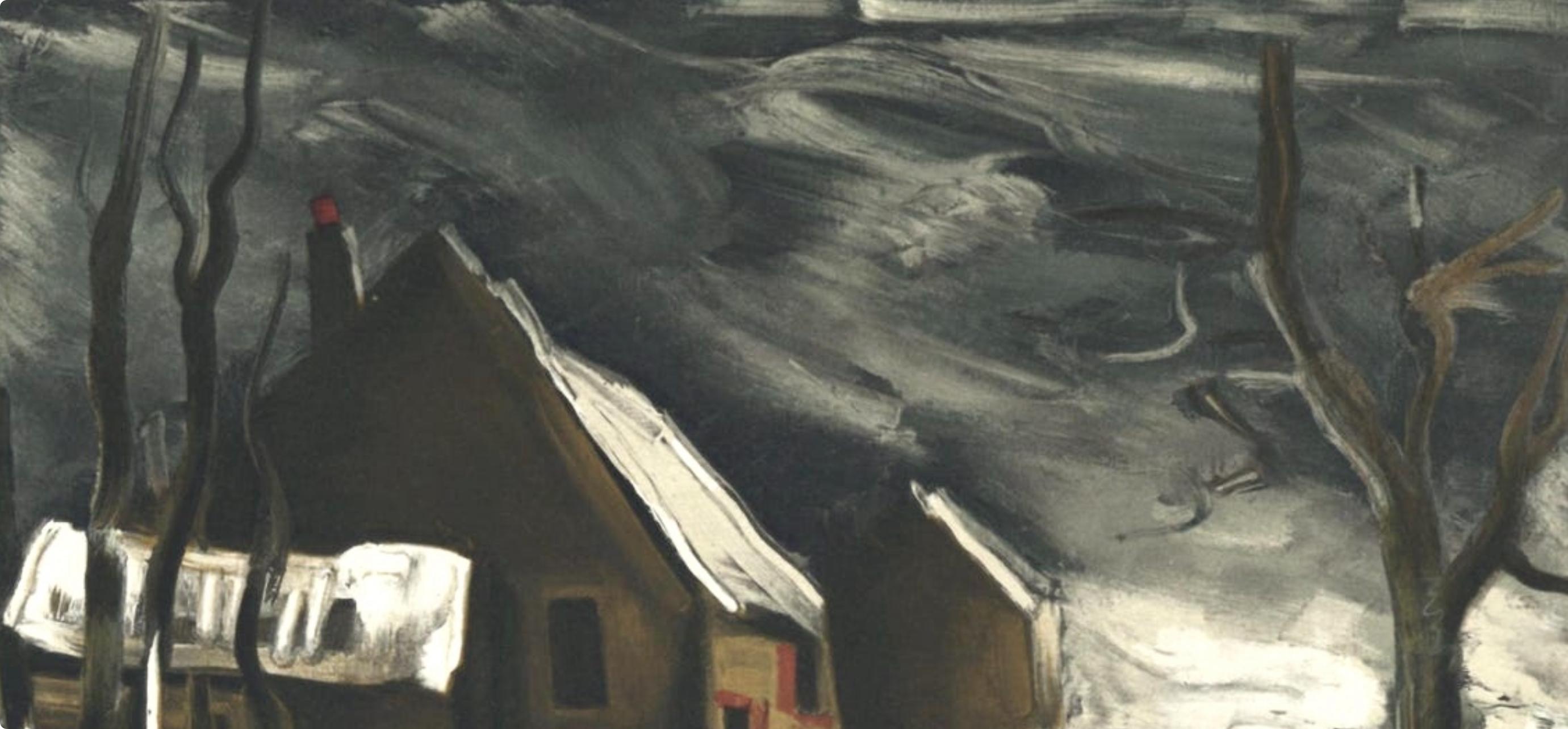 Vlaminck, La Maladrerie sous la neige, Vlaminck (d'après) - Fauvisme Print par Maurice de Vlaminck
