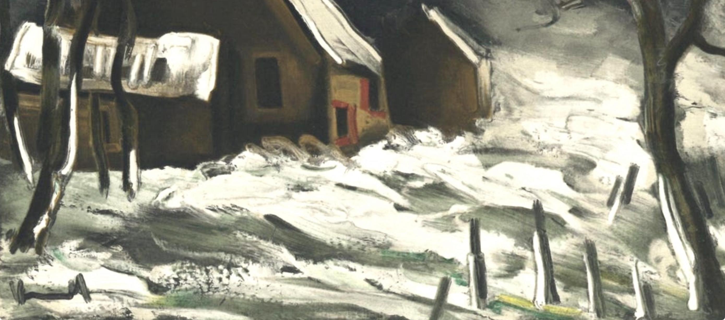Vlaminck, La Maladrerie sous la neige, Vlaminck (d'après) - Gris Abstract Print par Maurice de Vlaminck