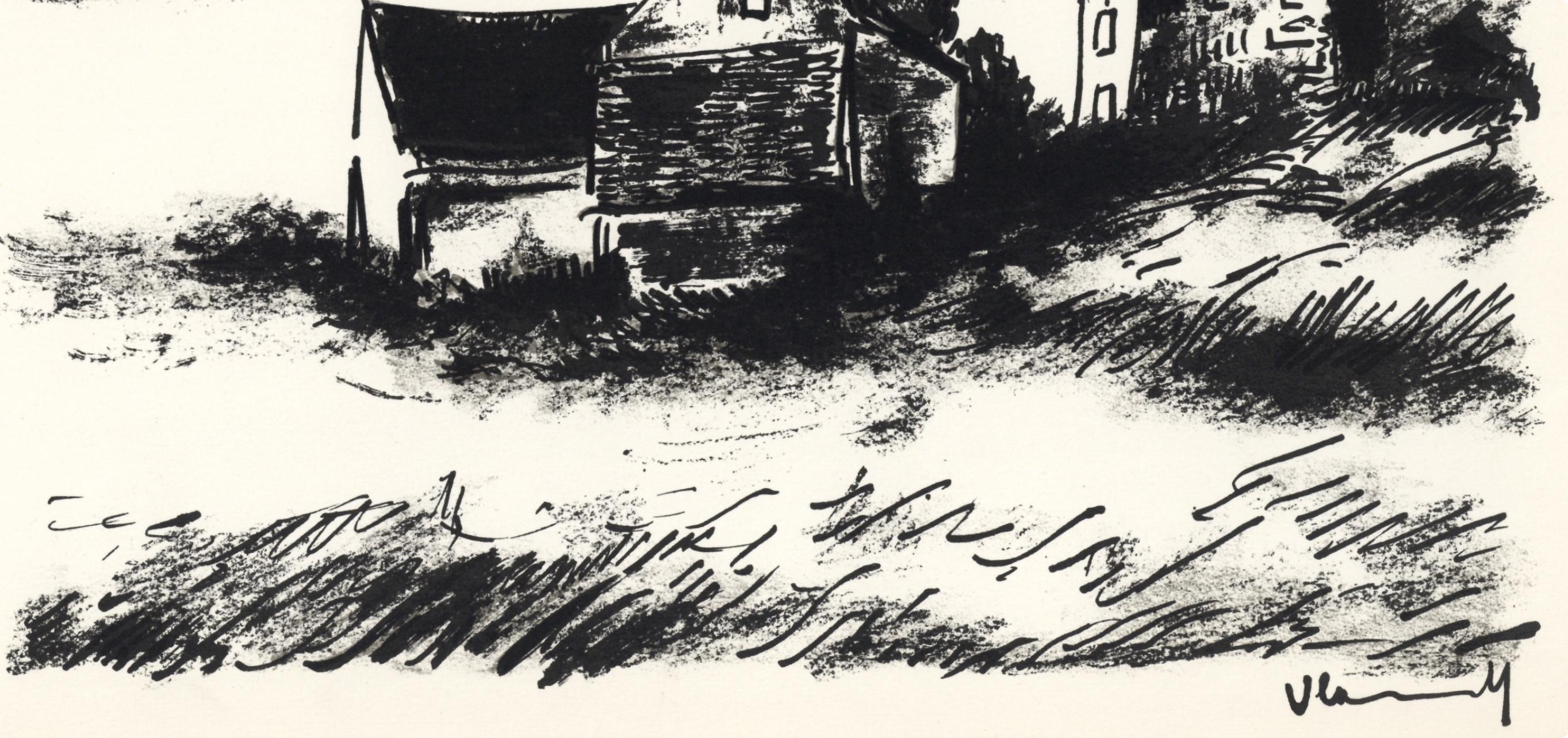 Vlaminck, La Potinière à Rueil, Vlaminck (dopo) - Figurative Print Beige di Maurice de Vlaminck