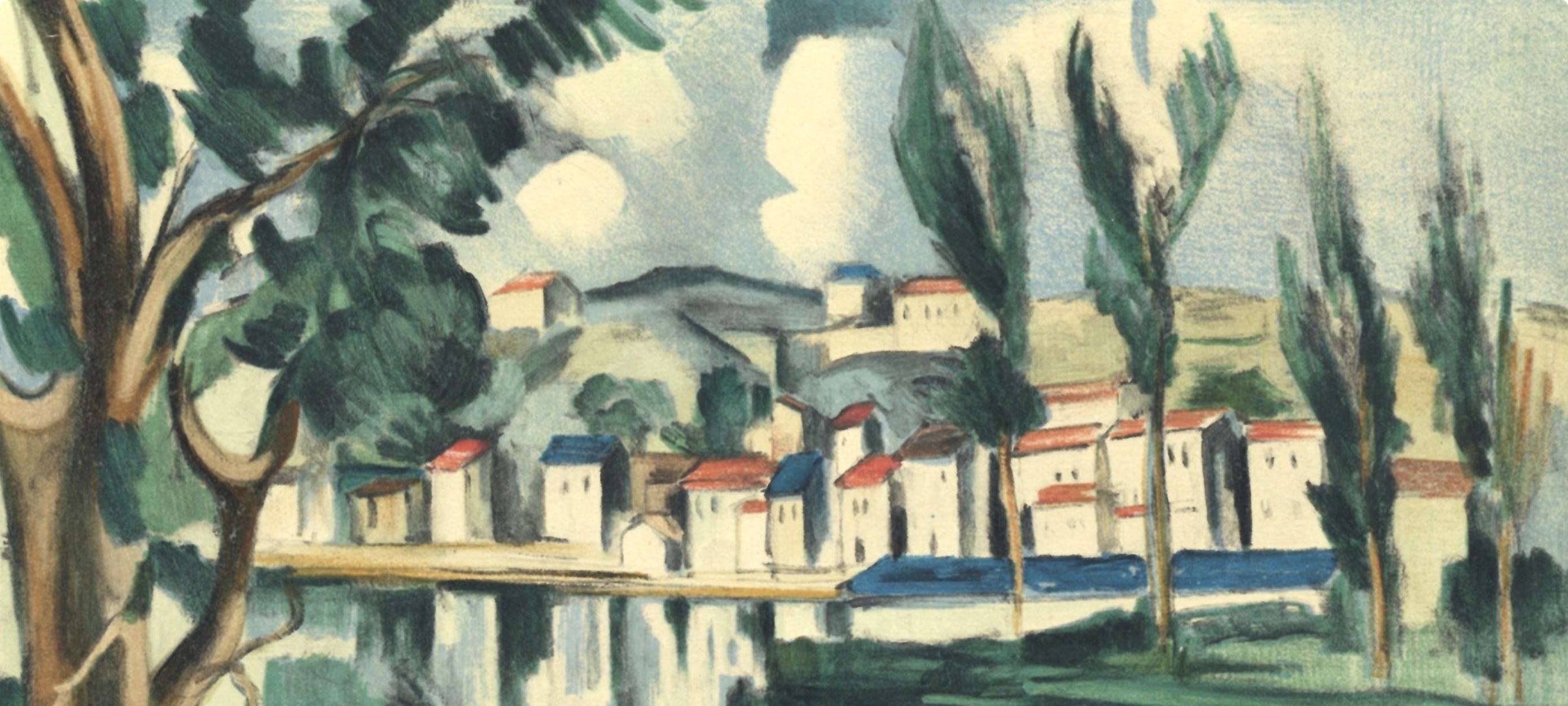 Vlaminck, La Seine à Chatou, Vlaminck (d'après) - Gris Abstract Print par Maurice de Vlaminck