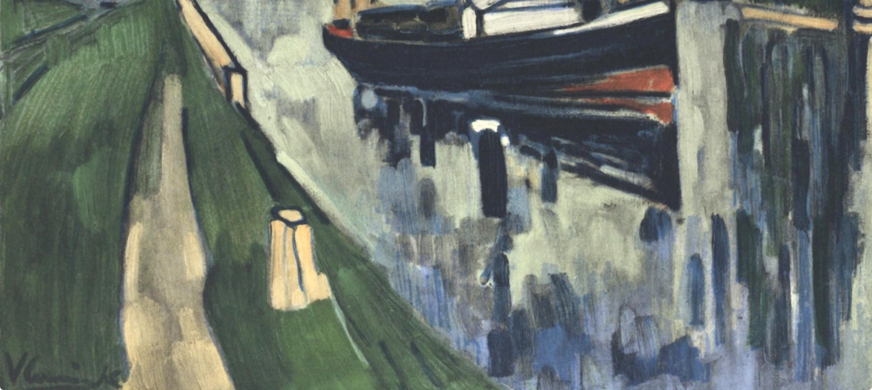 Vlaminck, La Seine à Poissy, Vlaminck (d'après) - Gris Landscape Print par Maurice de Vlaminck