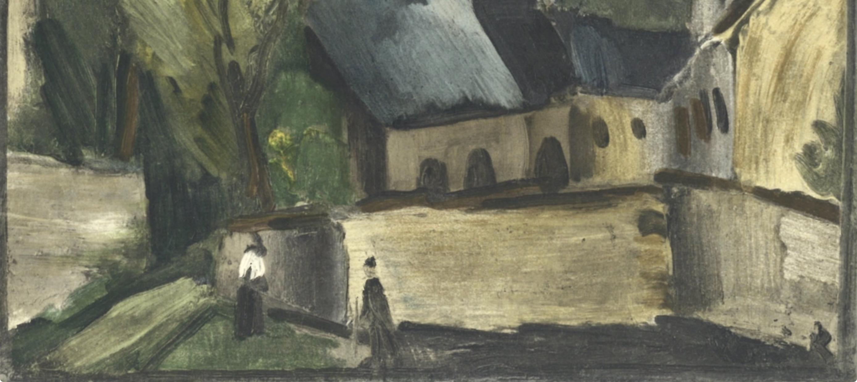Vlaminck, L'église de Bougival, Vlaminck (d'après) - Gris Landscape Print par Maurice de Vlaminck