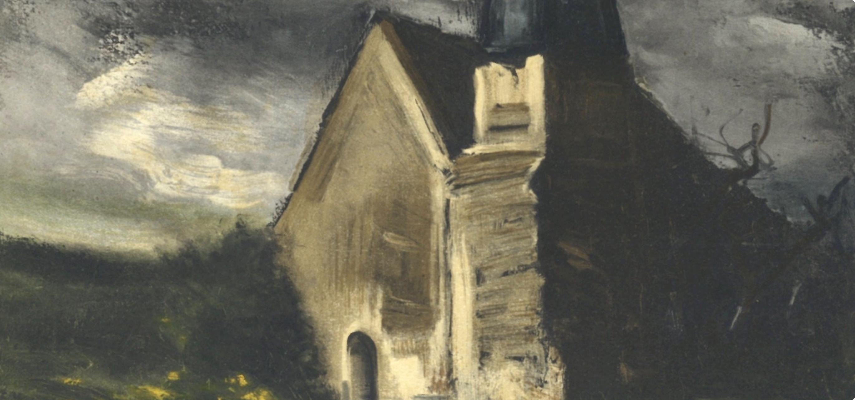Vlaminck, L'église de Saint Lubin, Vlaminck (d'après) - Fauvisme Print par Maurice de Vlaminck