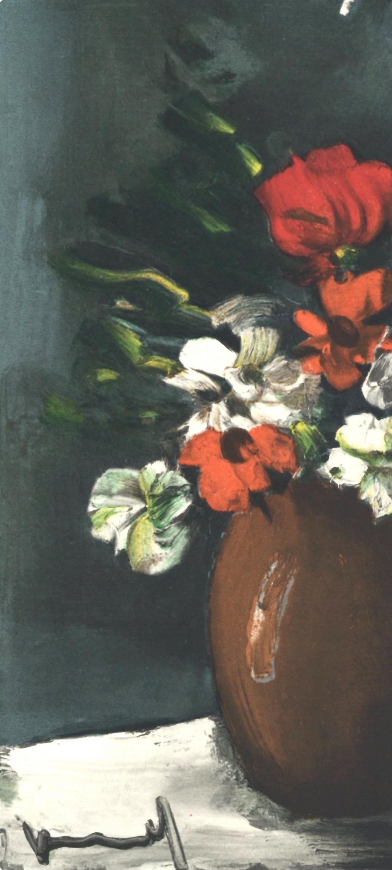 Vlaminck, Les Anémones, Vlaminck (dopo) - Still-Life Print Nero di Maurice de Vlaminck