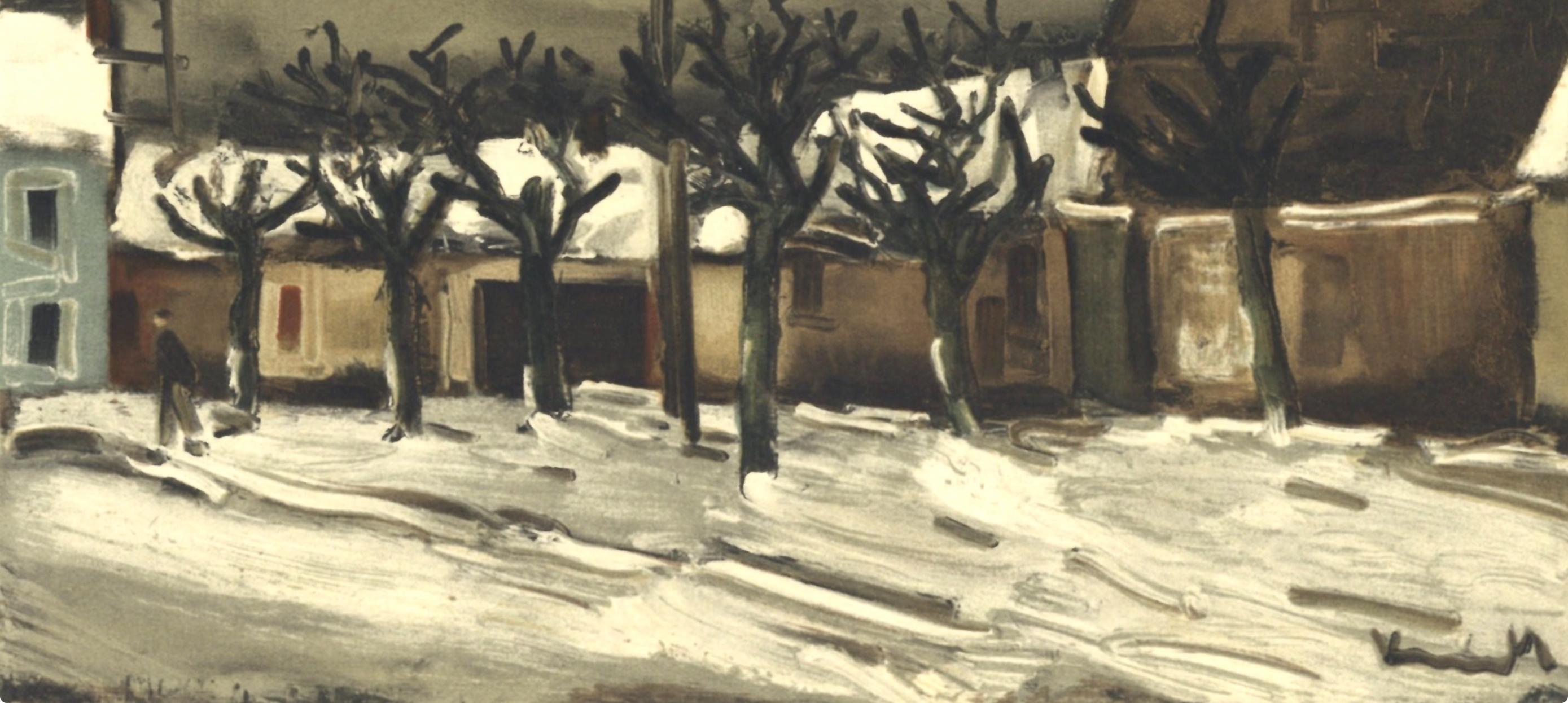 Vlaminck, Les tilleuls sous la neige, Vlaminck (d'après) - Gris Abstract Print par Maurice de Vlaminck