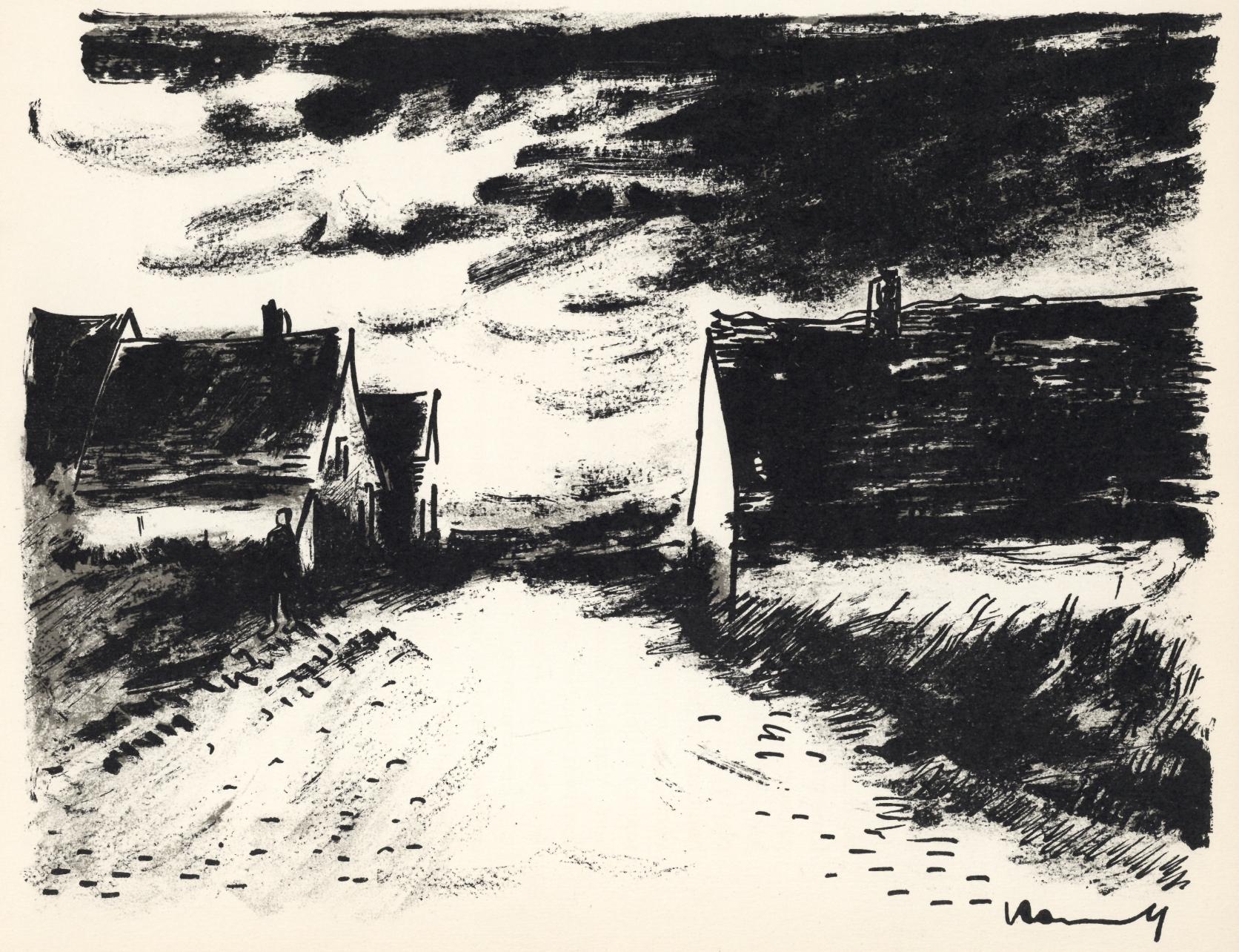 Maurice de Vlaminck Figurative Print - Vlaminck, Maisons dans la Beauce, Vlaminck (after)