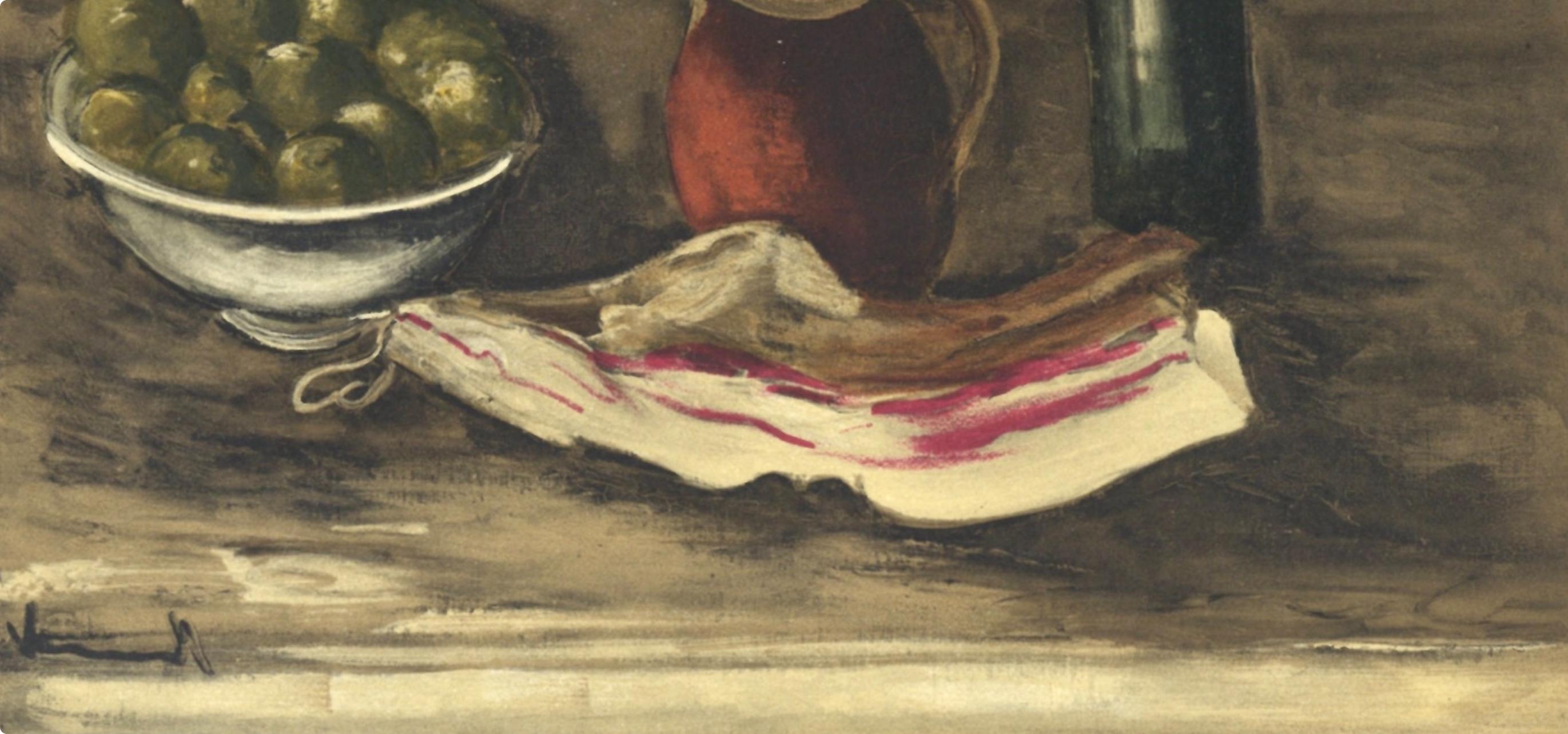 Vlaminck, Nature morte au lard, Vlaminck (dopo) - Landscape Print Marrone di Maurice de Vlaminck