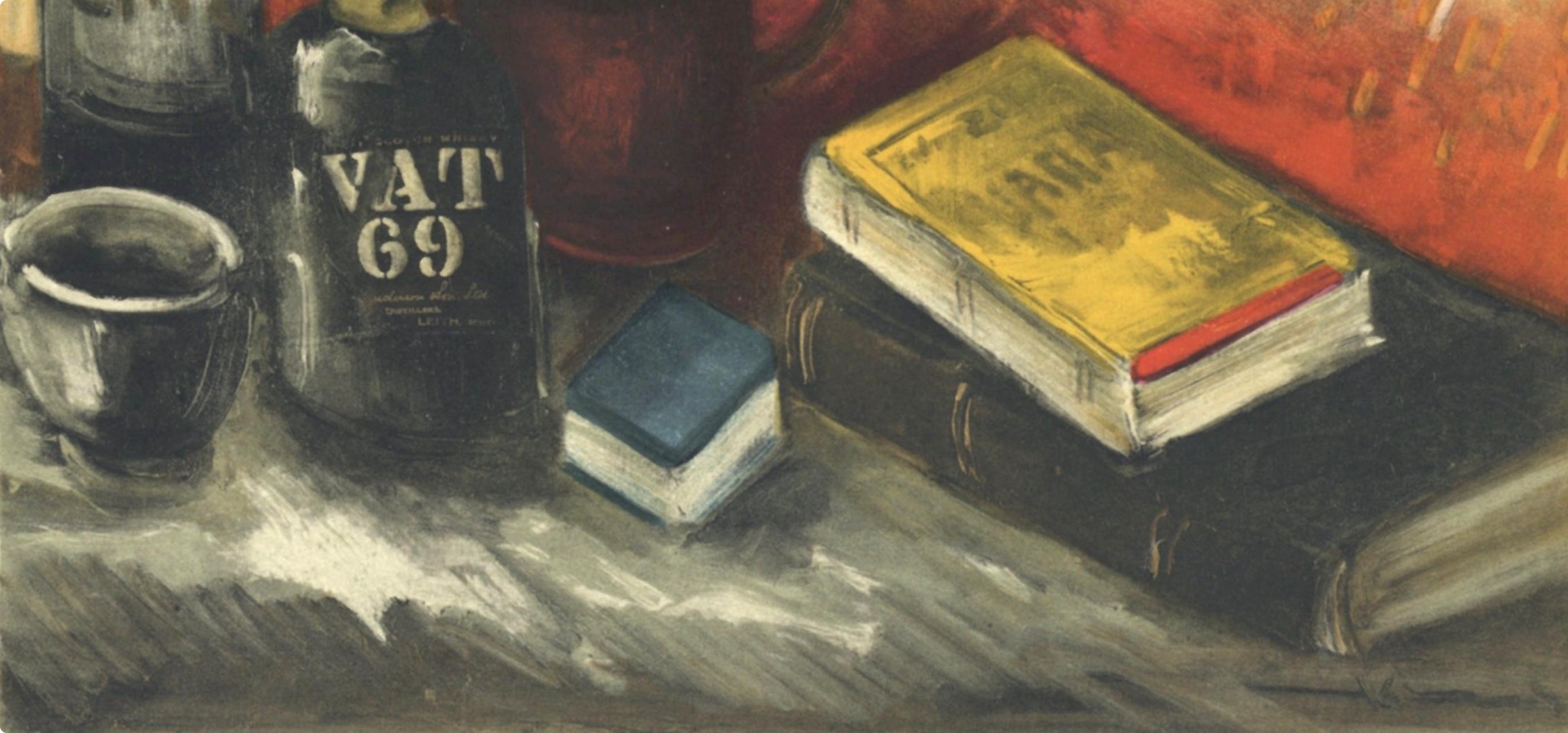 Vlaminck, Nature morte au whisky, Vlaminck (dopo) - Still-Life Print Marrone di Maurice de Vlaminck