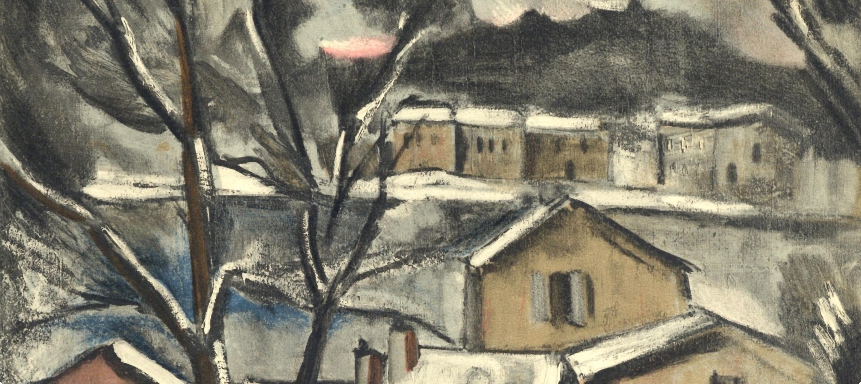 Vlaminck, Paysage d'hiver, Vlaminck (d'après) - Fauvisme Print par Maurice de Vlaminck