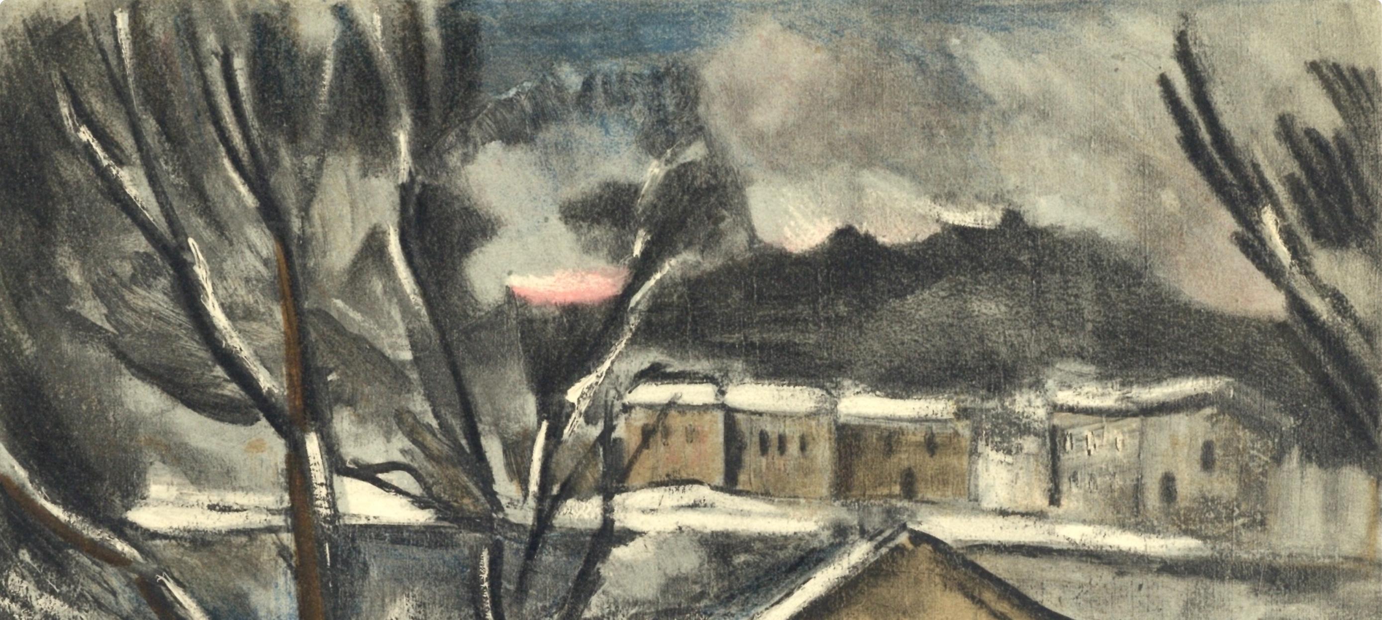 Vlaminck, Paysage d'hiver, Vlaminck (d'après) - Gris Landscape Print par Maurice de Vlaminck