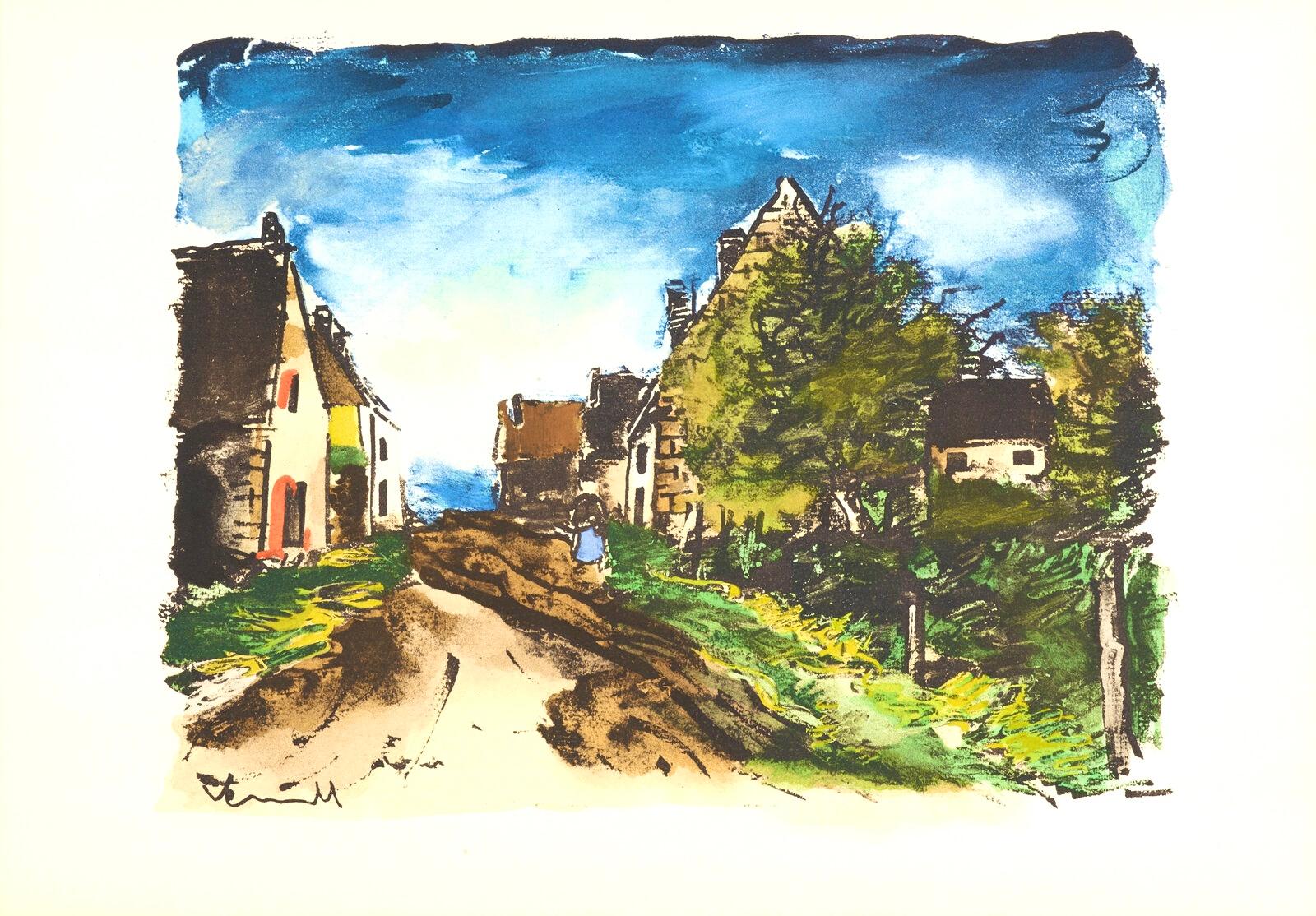 Vlaminck, Paysage d'Ile-de-France, Douze Contemporains (after) - Gray Abstract Print by Maurice de Vlaminck