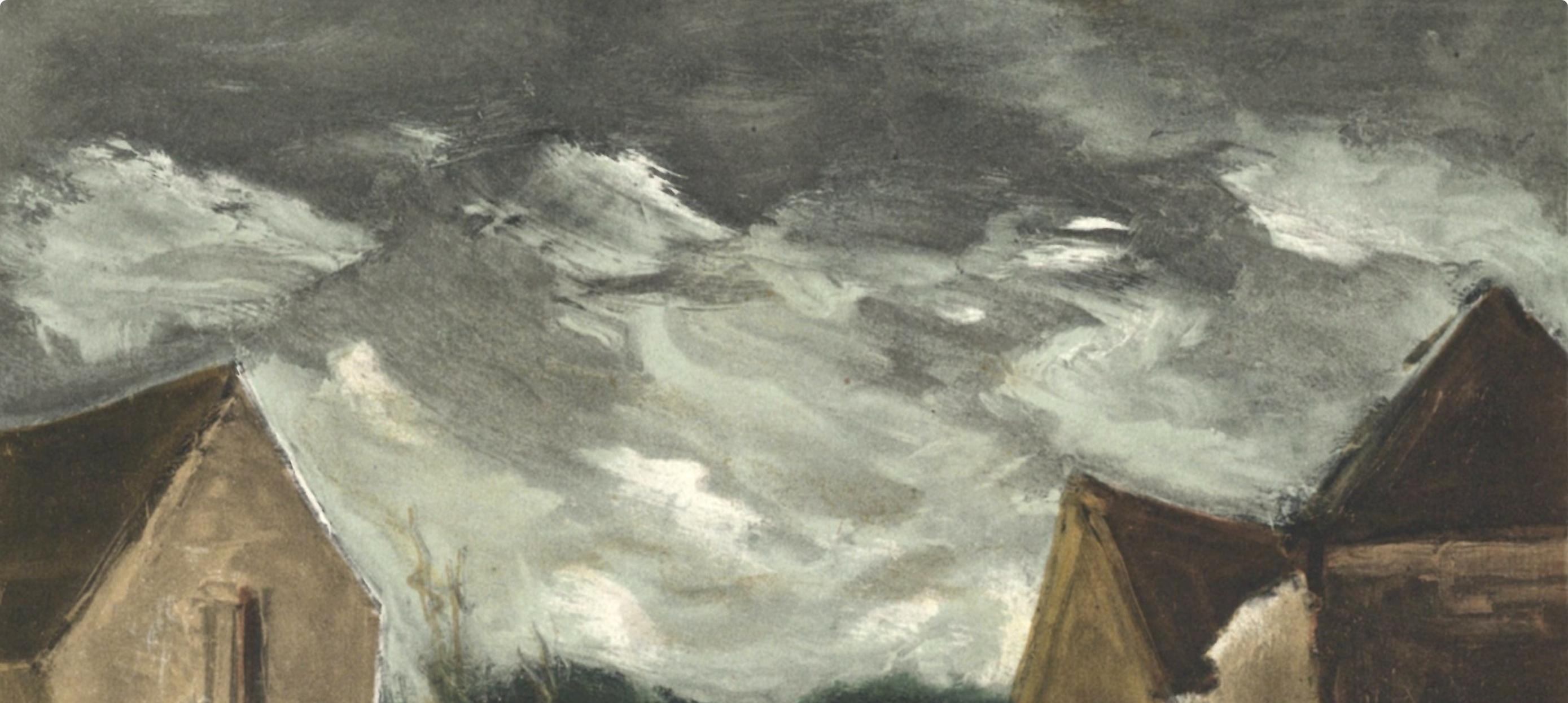 Vlaminck, Village de la Sarthe, Vlaminck (d'après) - Fauvisme Print par Maurice de Vlaminck