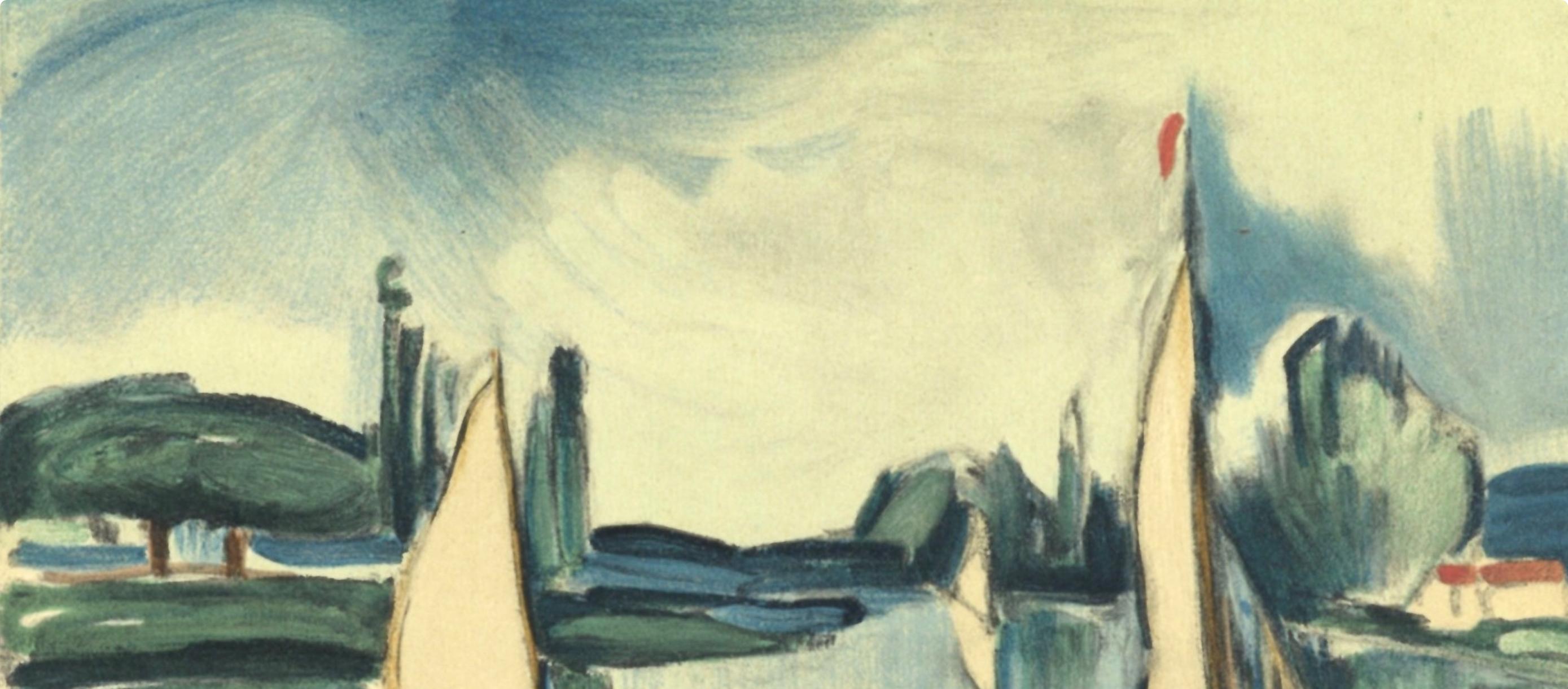 Vlaminck, Voiliers sur la Seine, Vlaminck (d'après) - Fauvisme Print par Maurice de Vlaminck