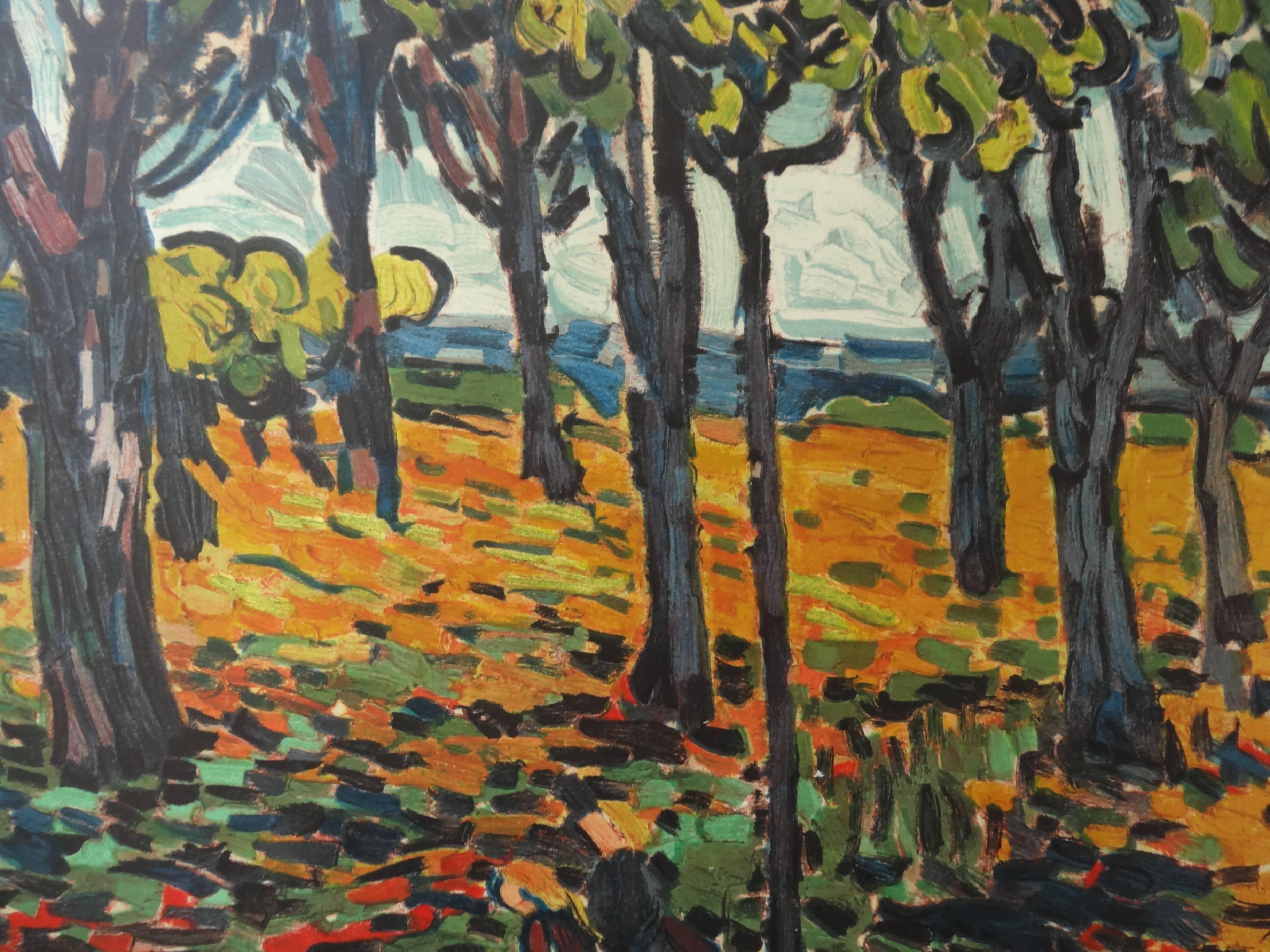 Woods in Chatou - Lithographie, 1972 - Beige Landscape Print par Maurice de Vlaminck