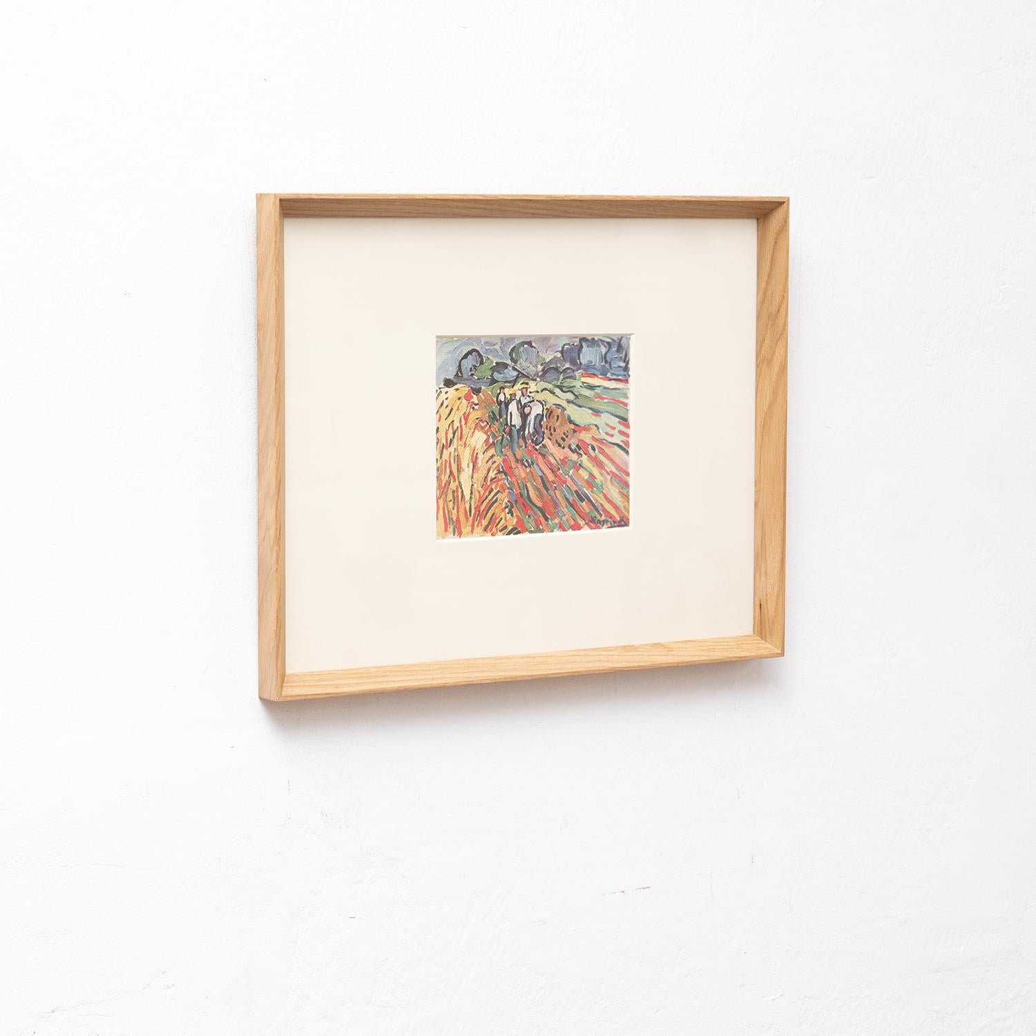 Mid-Century Modern Maurice De Vlaminck Fauvist Framed Color Cliche by Edition du Chene, 1948 For Sale