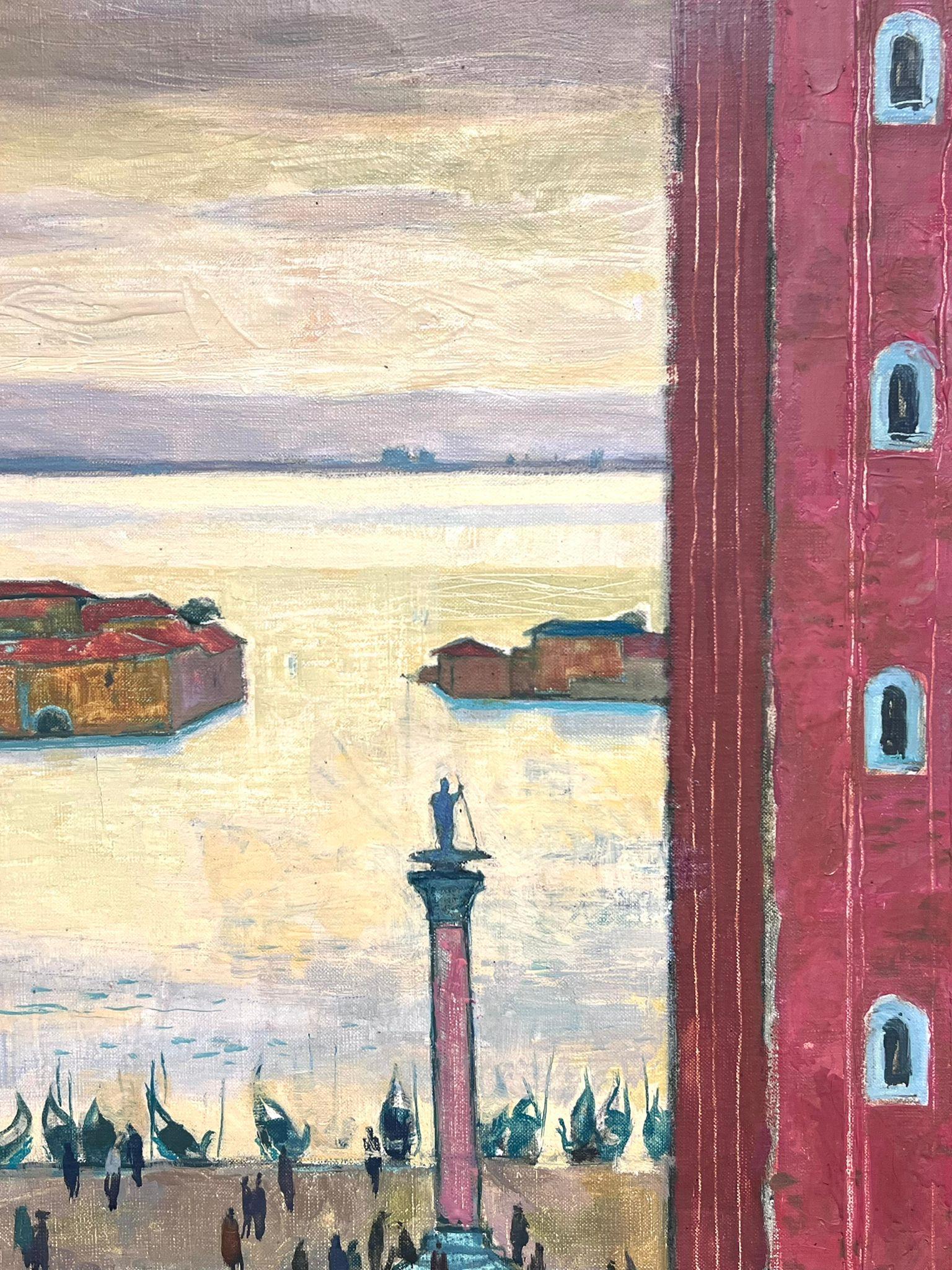 1950's French Modernist Colorist Signed Oil Painting St. Mark's Square Venice For Sale 1