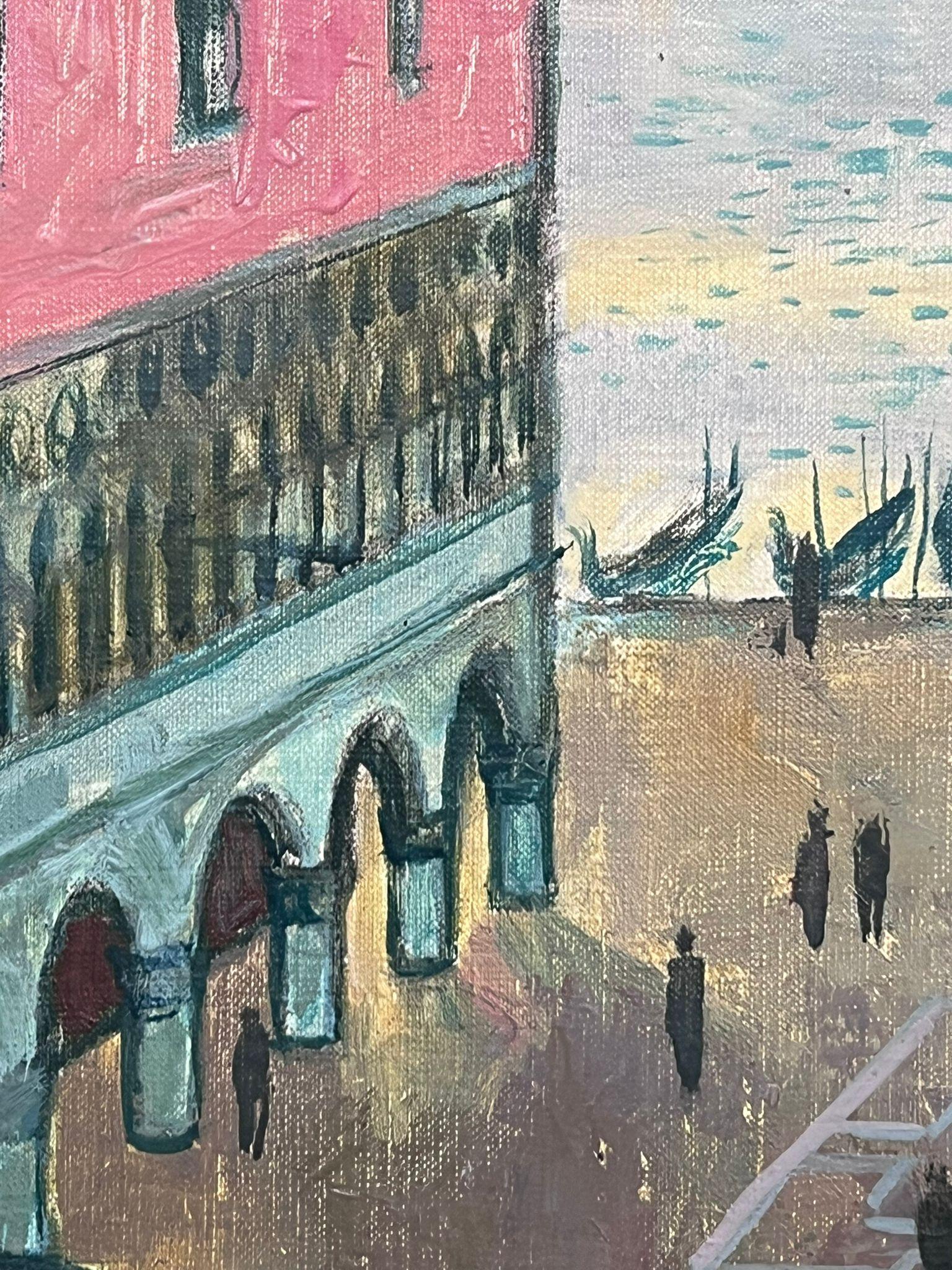 1950's French Modernist Colorist Signed Oil Painting St. Mark's Square Venice For Sale 3