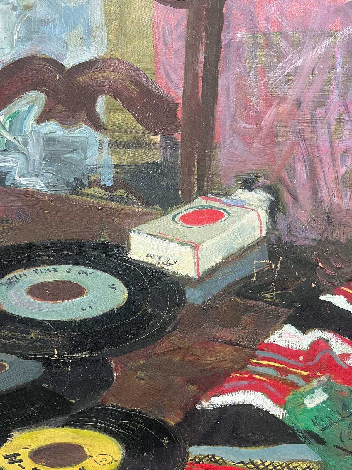 Still Life objects 
by Maurice Delavier (French 1902-1986)
oil painting on board, 15 x 18 inches
condition: good and original though there are areas of paint loss and scuffing. 
provenance: from a collection of this artists work, France
