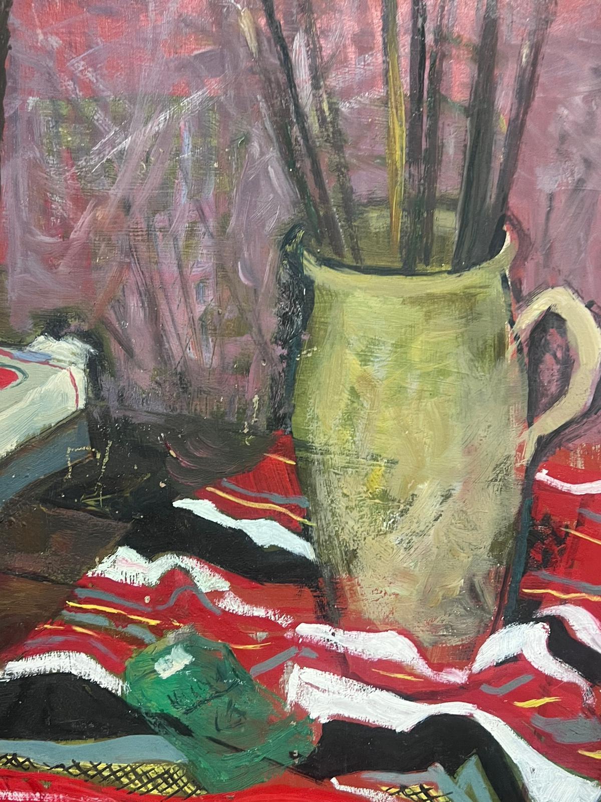 Mid 20th Century French Modernist Still Life Vinyl Records Paint Brushes etc For Sale 1