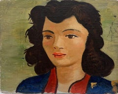Mid 20th Century Stylish Portrait of a Young Lady French oil painting