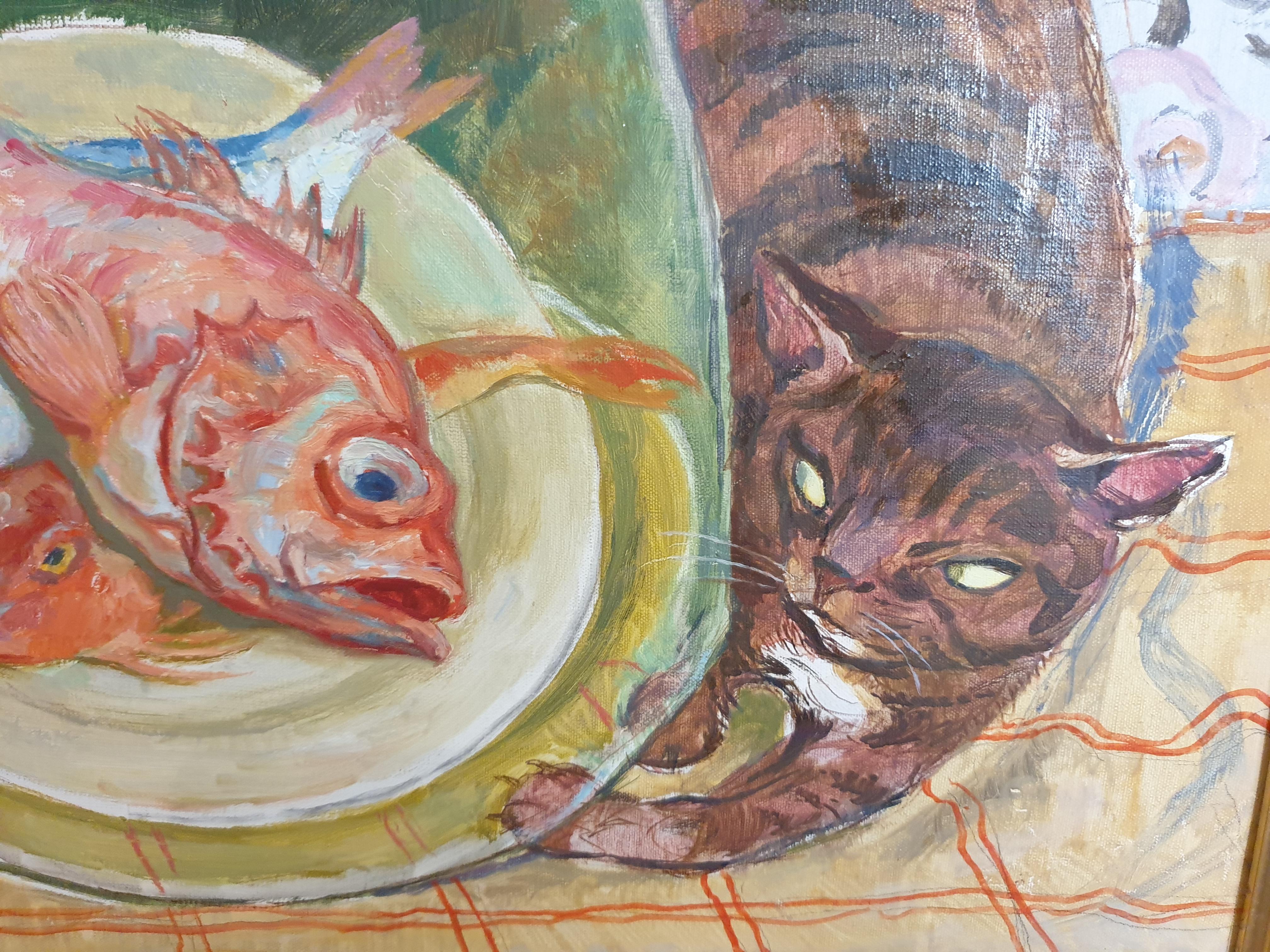 'Gatti cattivi!'. Hommage to Matisse, Olio su tela. in vendita 4