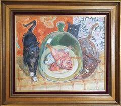'¡Gatos traviesos! Homenaje a Matisse, Óleo sobre lienzo.