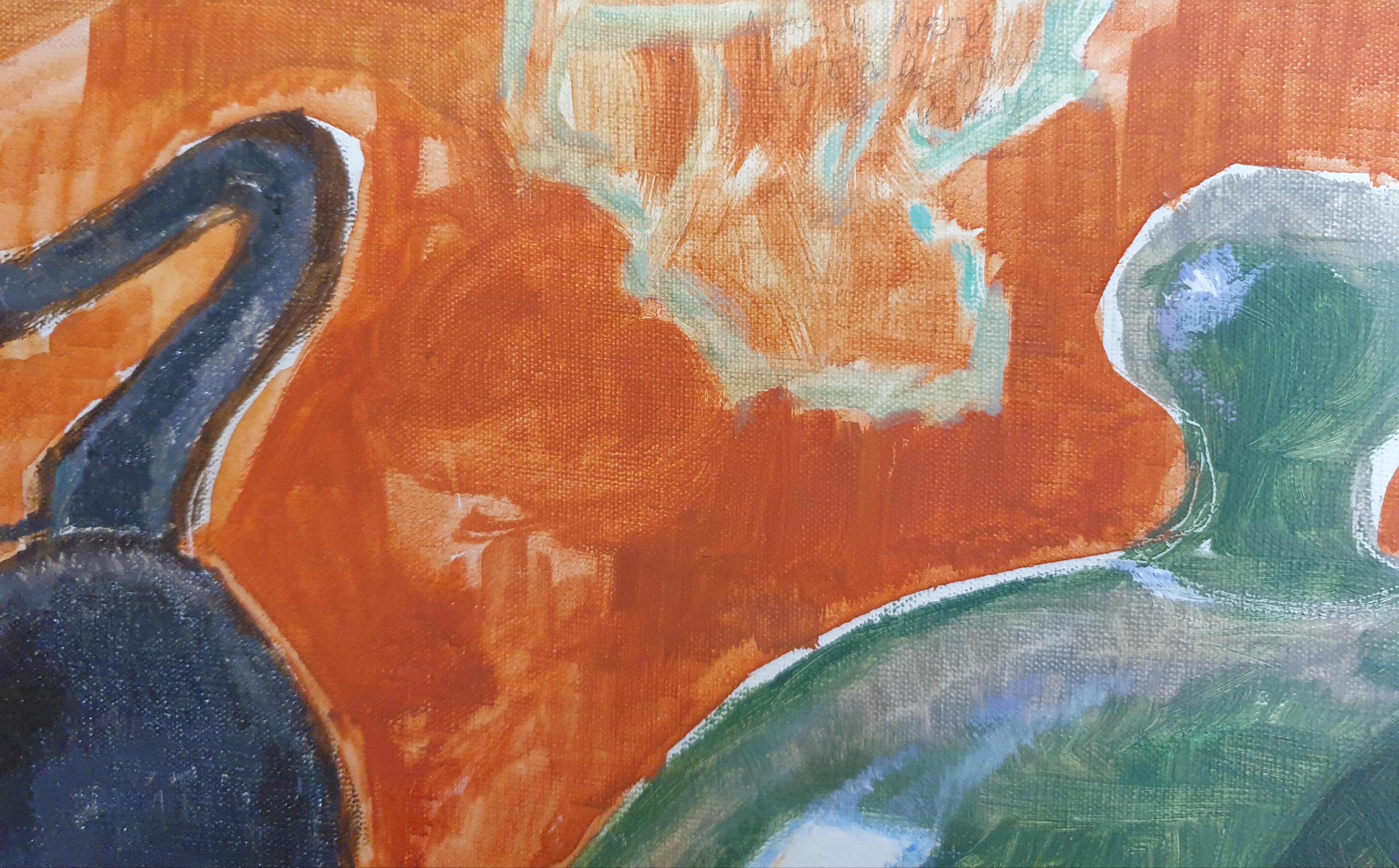 Chattes coquines ! Hommage à Matisse, huile sur toile. en vente 1