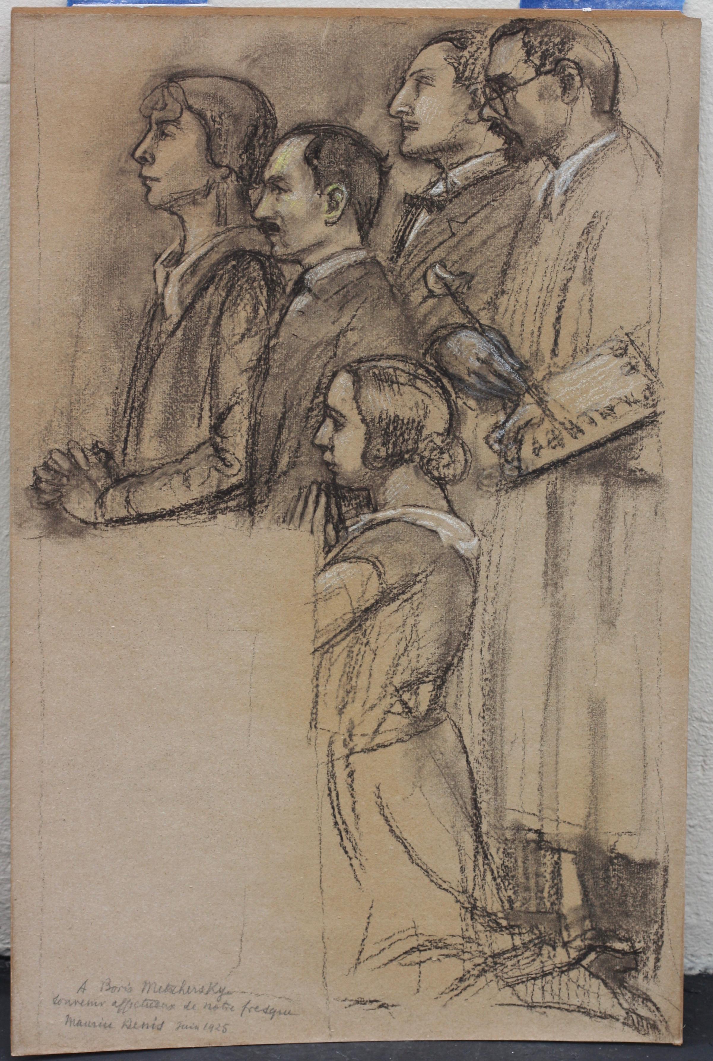 Maurice Denis Drawing Black & White Chalk/Paper For Sale 3