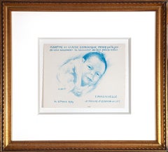 Vintage "Emmanuelle, " Original Lithograph Printed in Blue signed by Maurice Denis