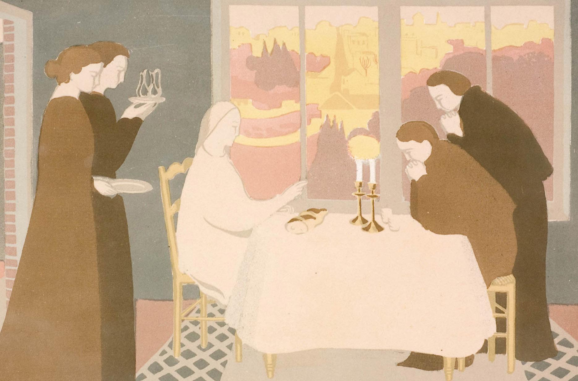 Les Pelerins d'Emmaus (The Pilgrims of Emmaus) - Beige Figurative Print by Maurice Denis