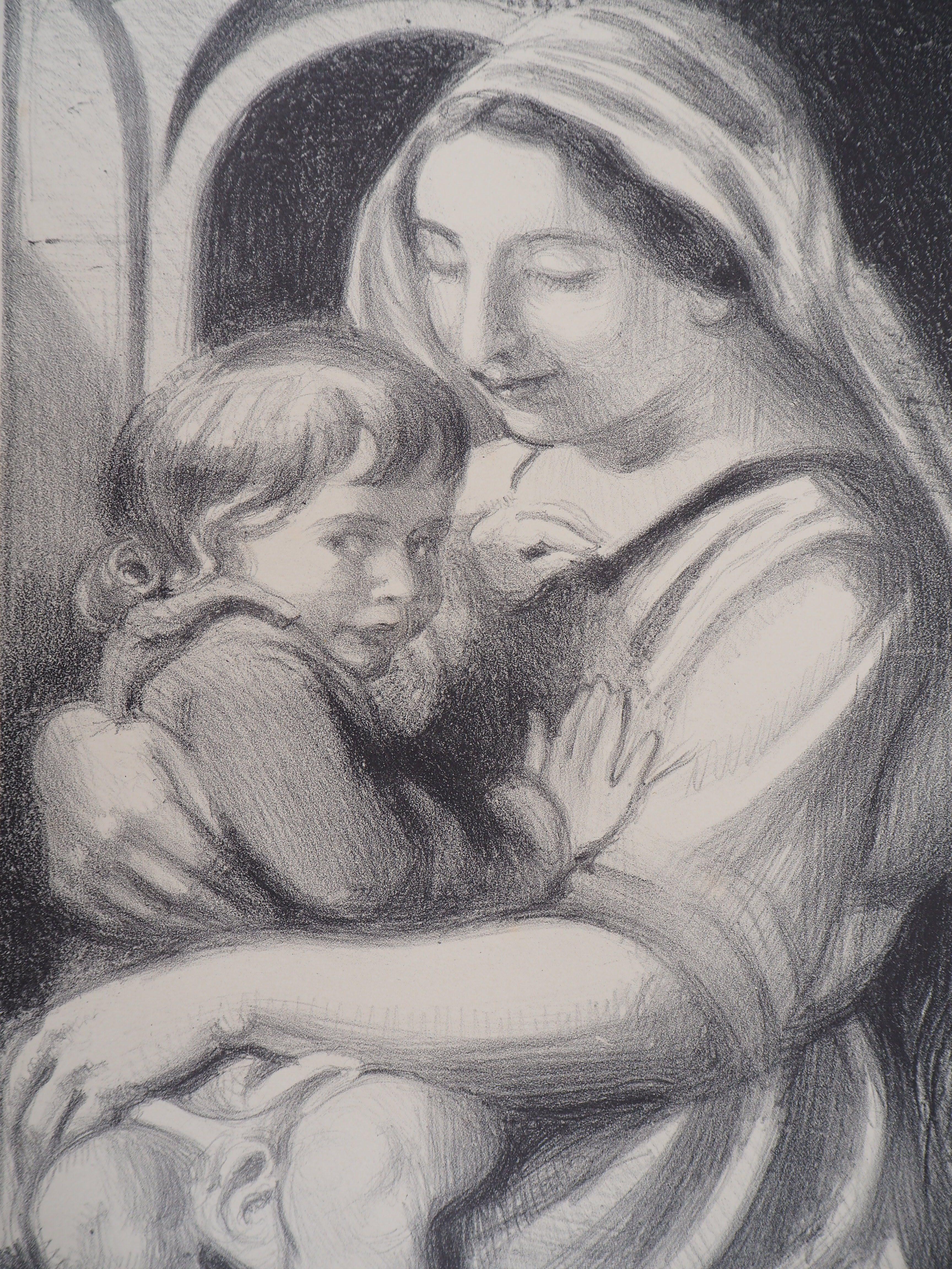 Maternité : Lithographie originale, 1927 - Beige Figurative Print par Maurice Denis