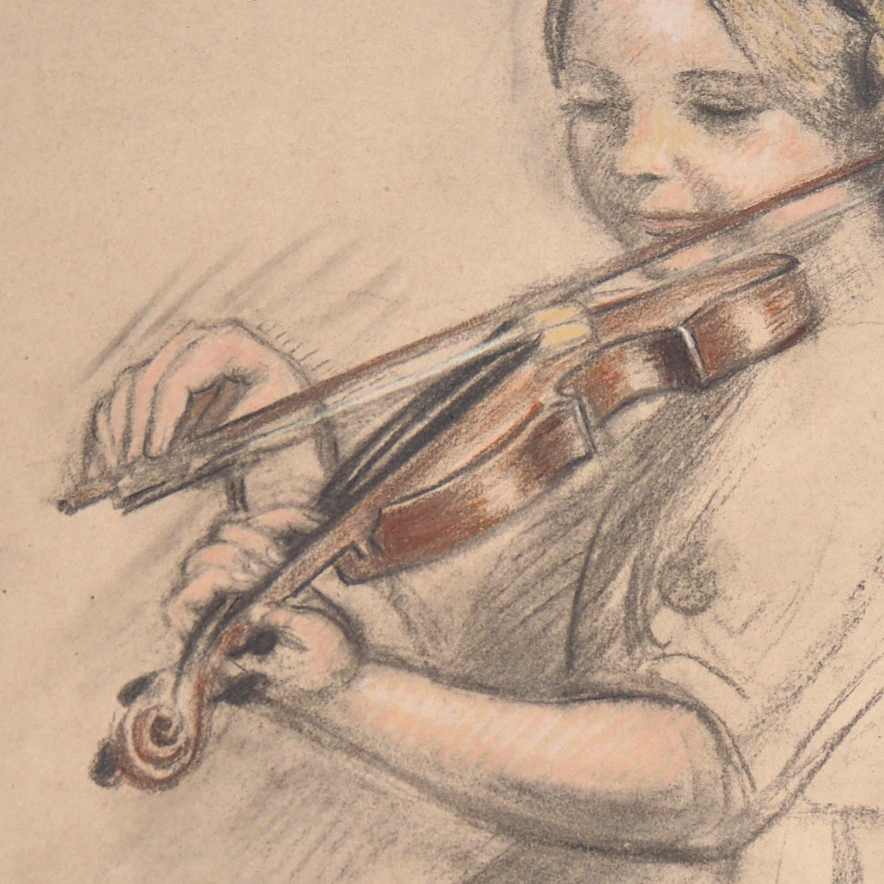Música : Violinista - Litografía, 1918 - Print de Maurice Denis