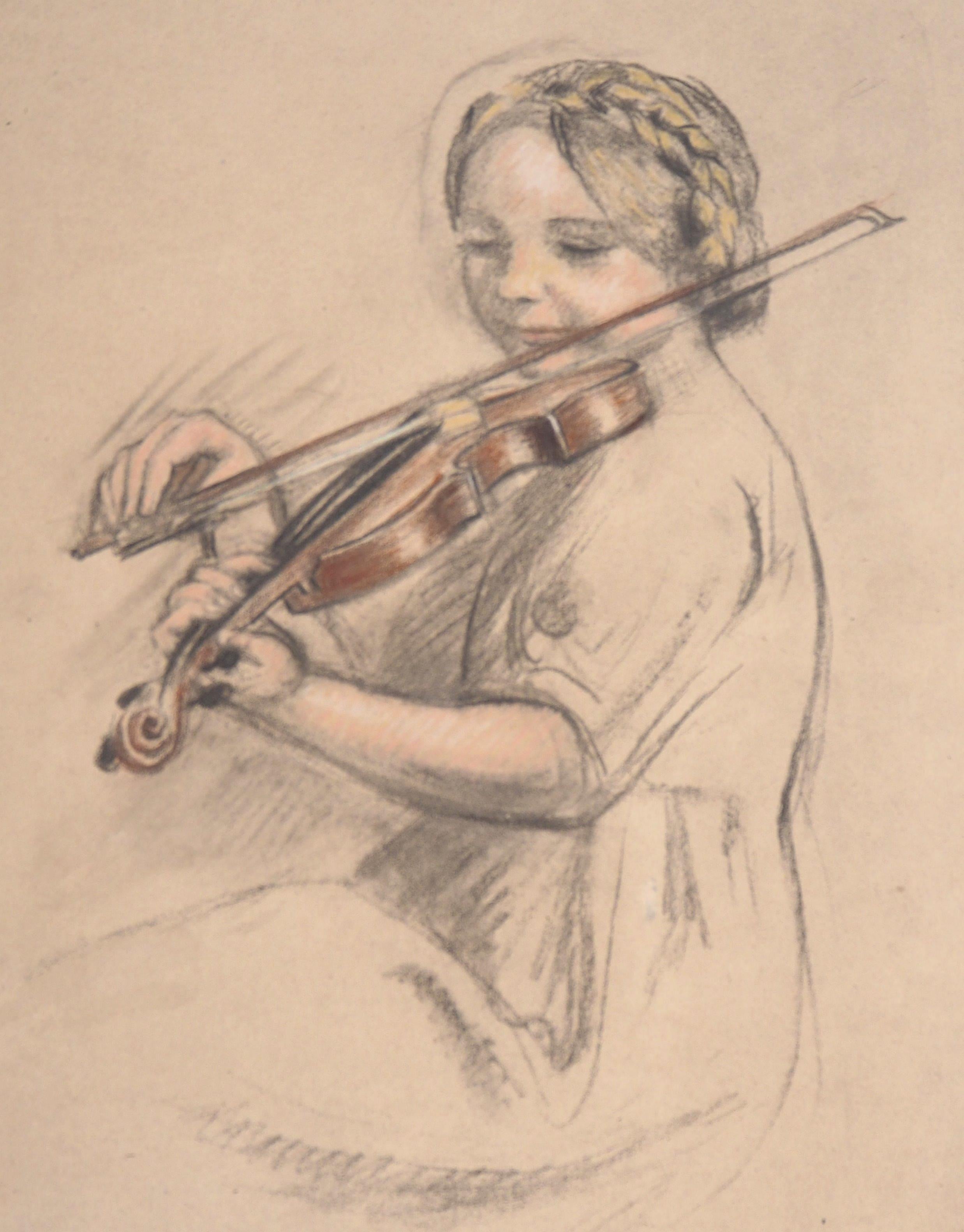 Música : Violinista - Litografía, 1918 - Print Académico de Maurice Denis