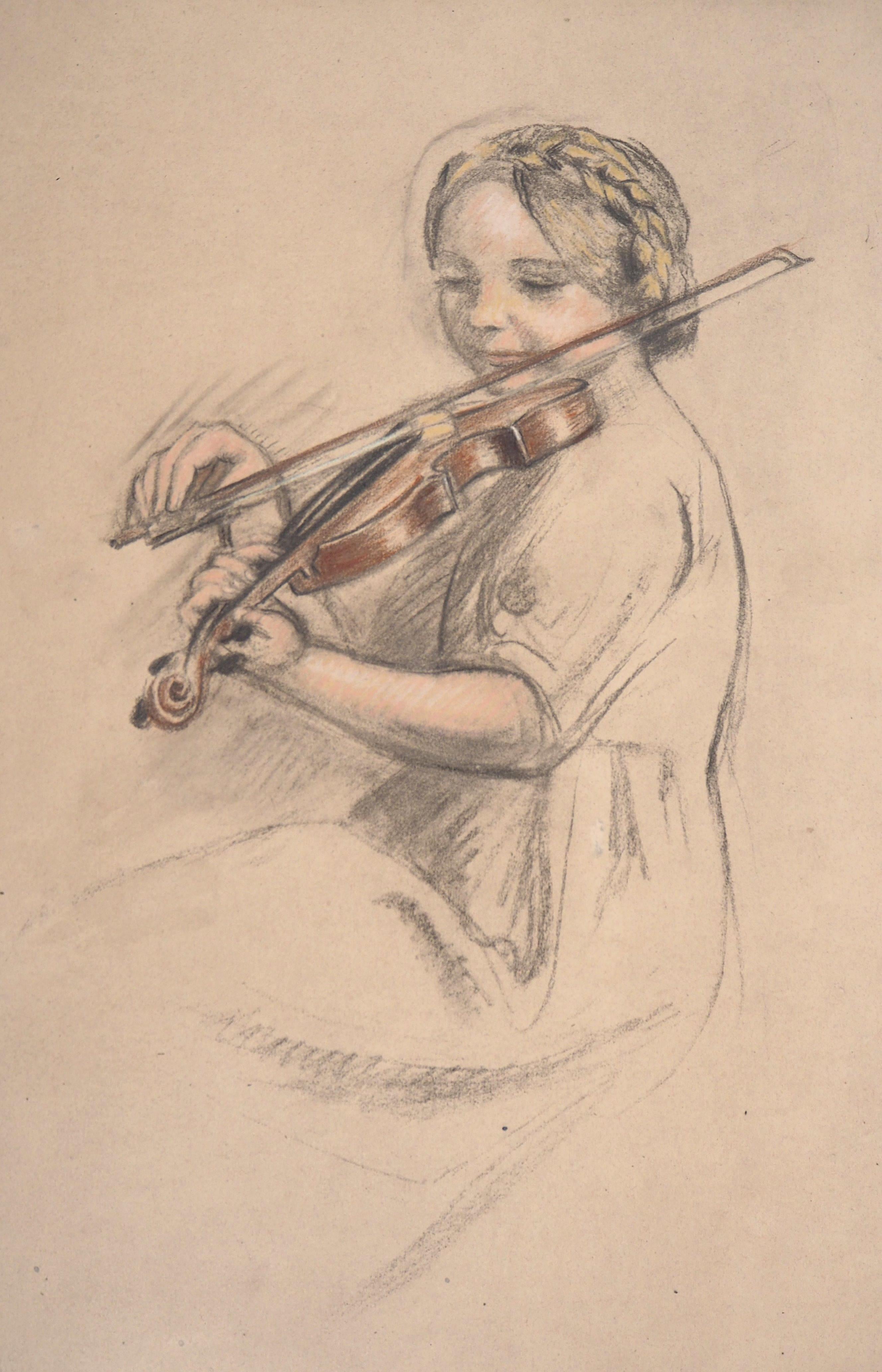 Música : Violinista - Litografía, 1918