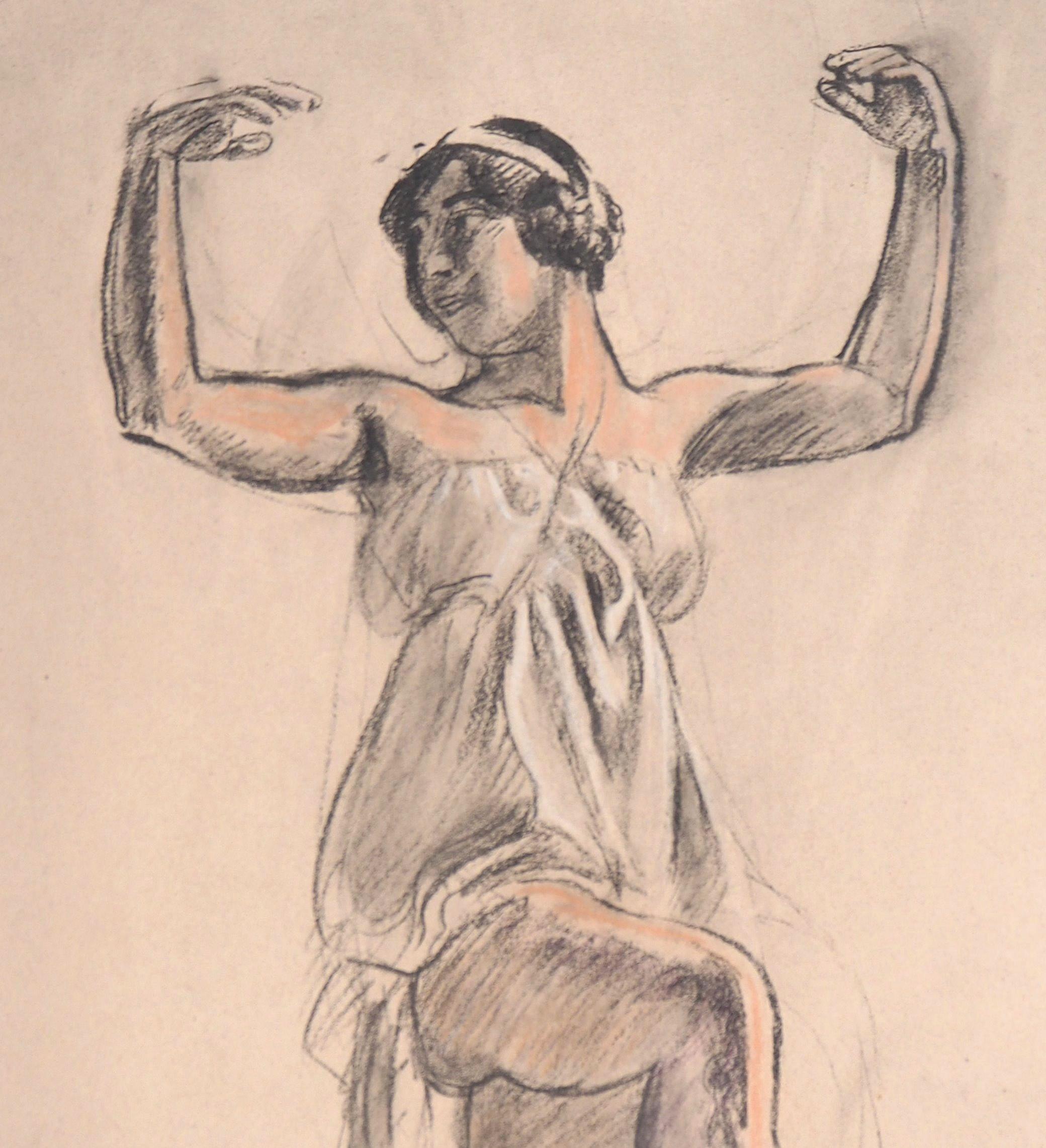 Mythologie: Ariane tanzend – Originallithographie, 1918 (Beige), Figurative Print, von Maurice Denis
