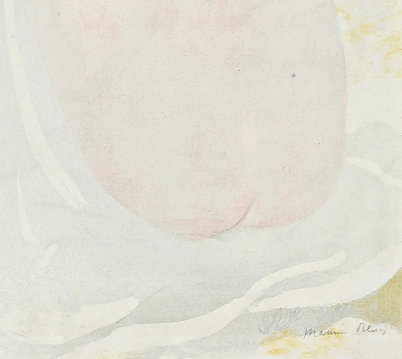 Nymphe couronne de Pasquerettes, 1899, Lithographie en couleur rose, signée, Nabis - Art nouveau Print par Maurice Denis