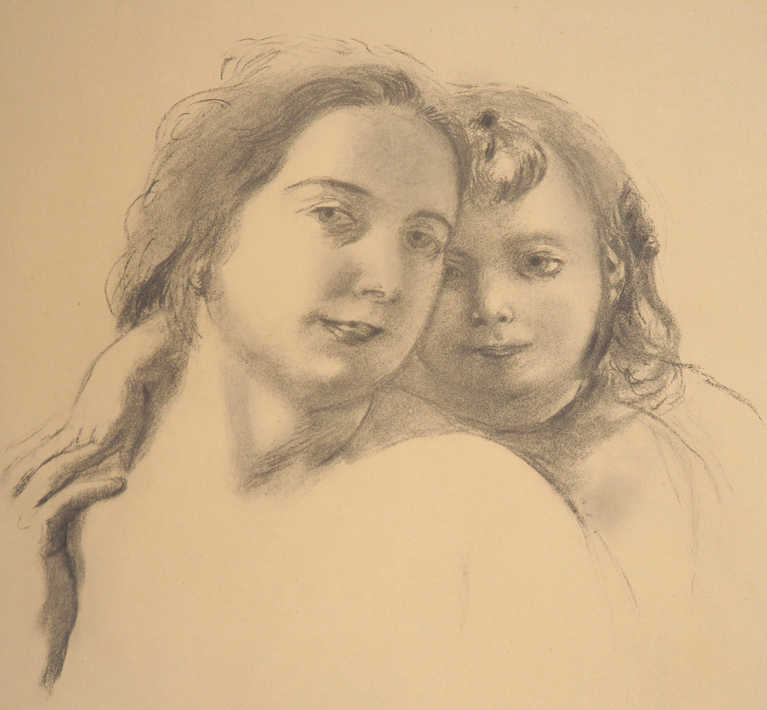 Retrato de madre e hija - Litografía - Print de Maurice Denis