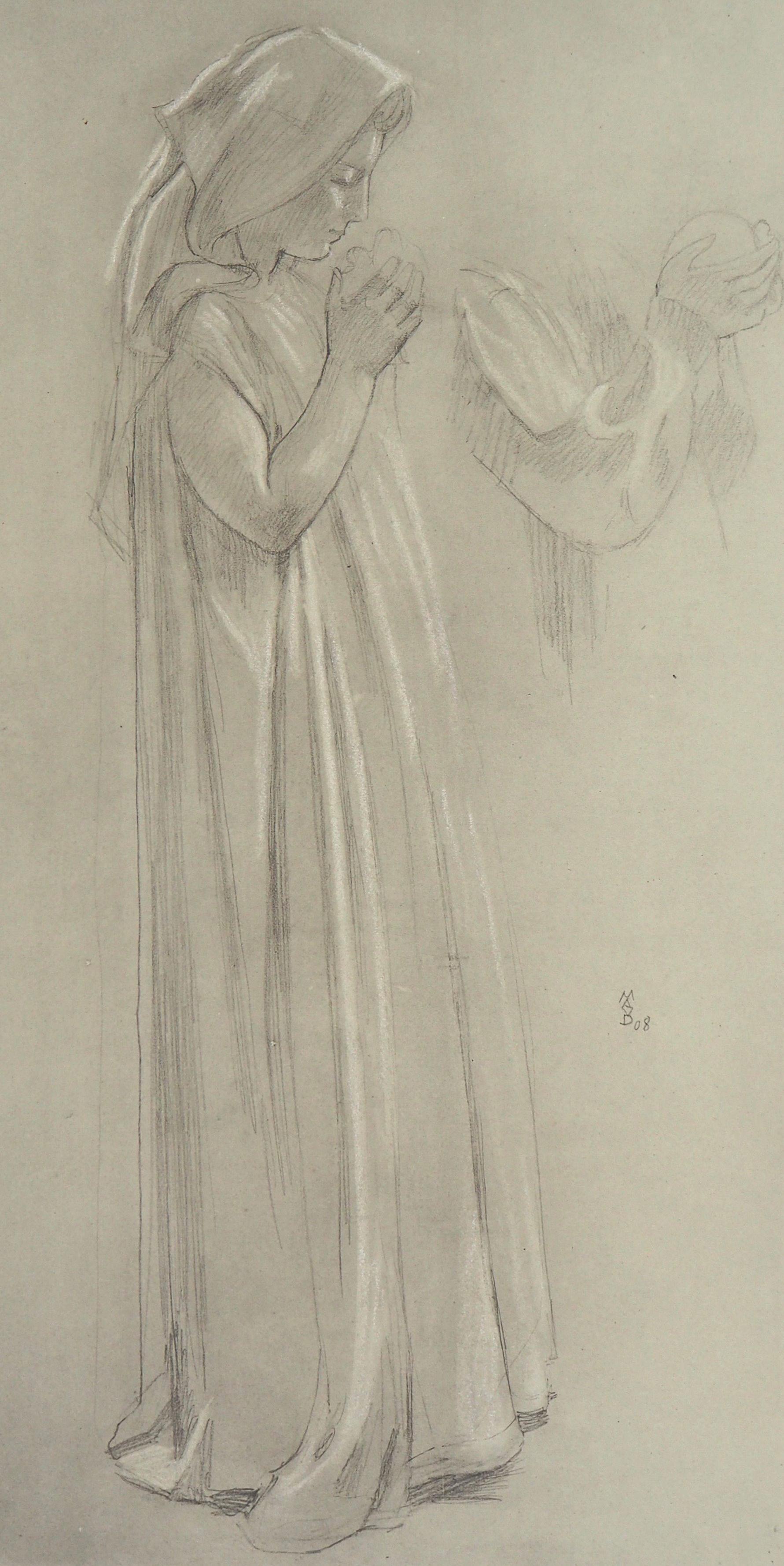 Estudio de una mujer rezando - Litografía firmada - Print Académico de Maurice Denis
