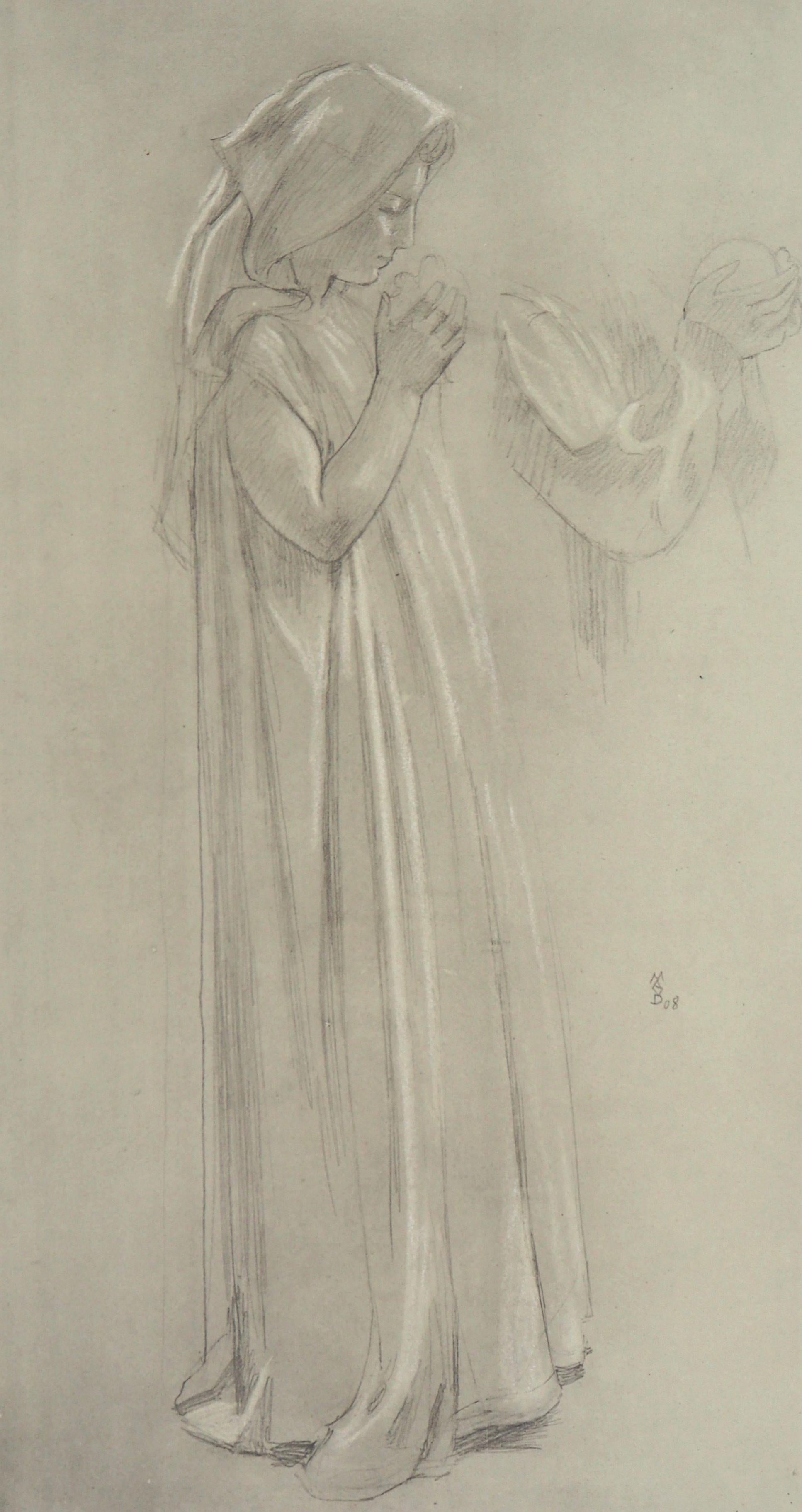 Figurative Print de Maurice Denis - Estudio de una mujer rezando - Litografía firmada